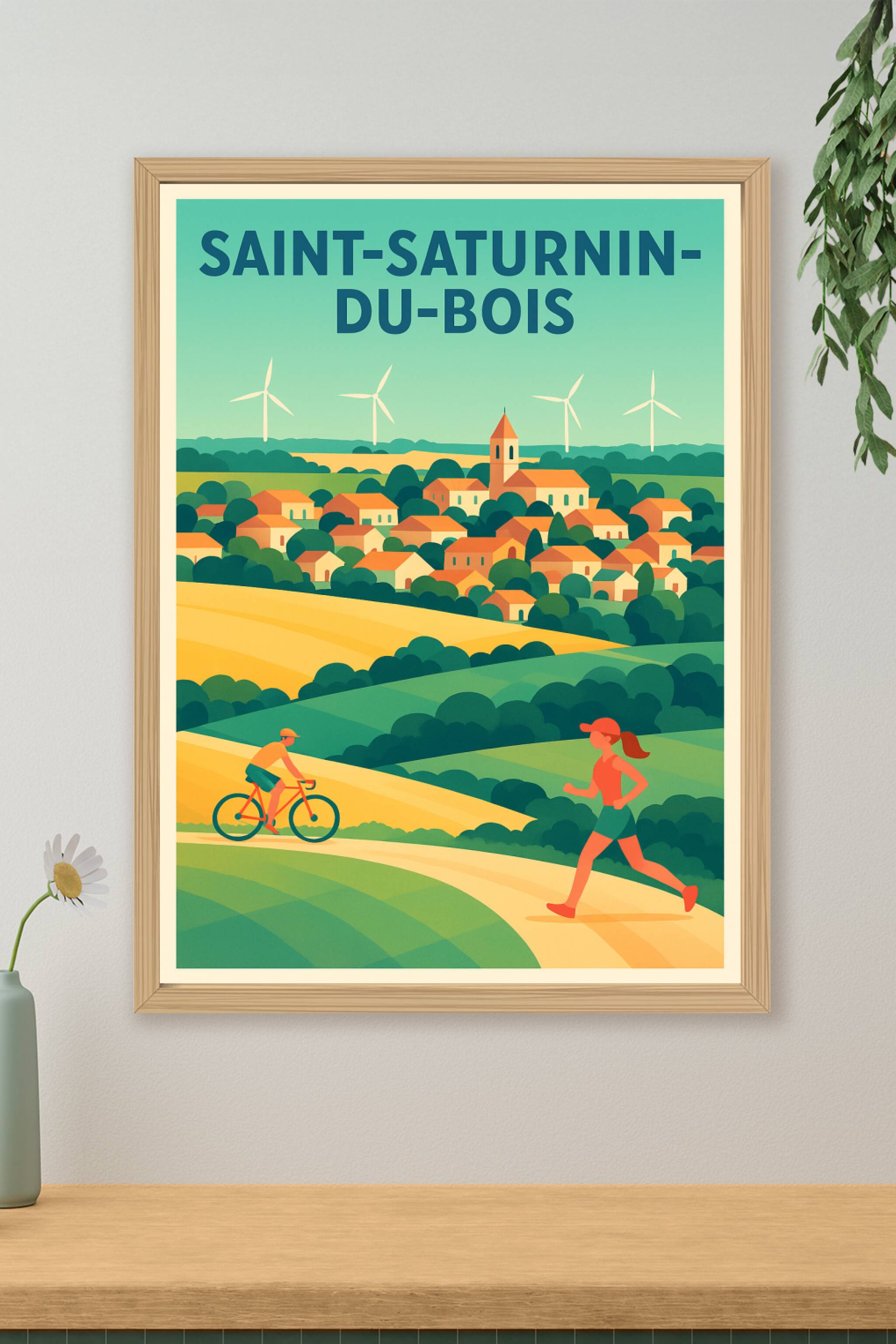 Affiche de Saint-Saturnin-du-Bois - Évasion nature et sport en pleine campagne