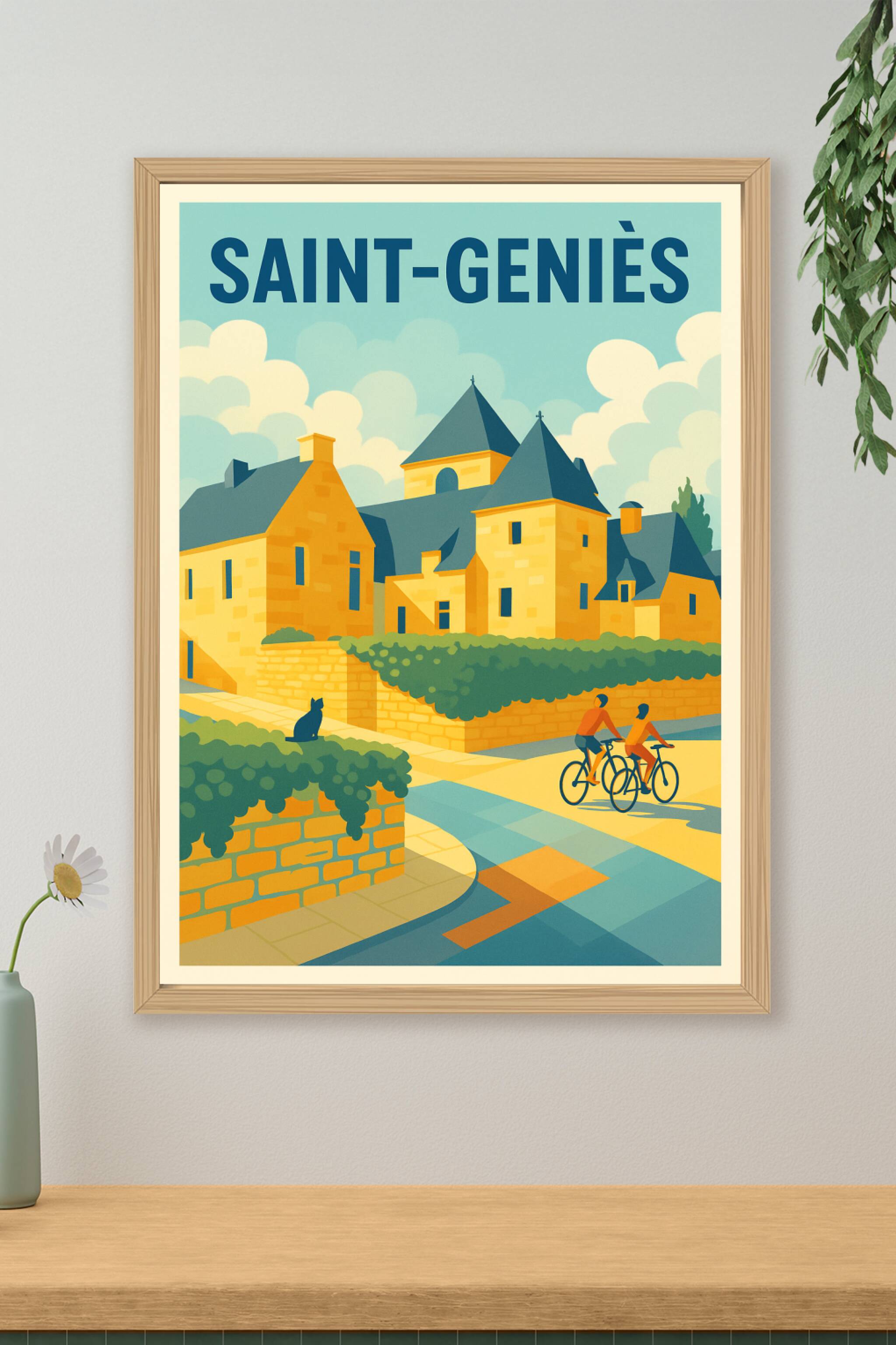 Affiche de Saint-Geniès - L'élégance d'un village à vélo
