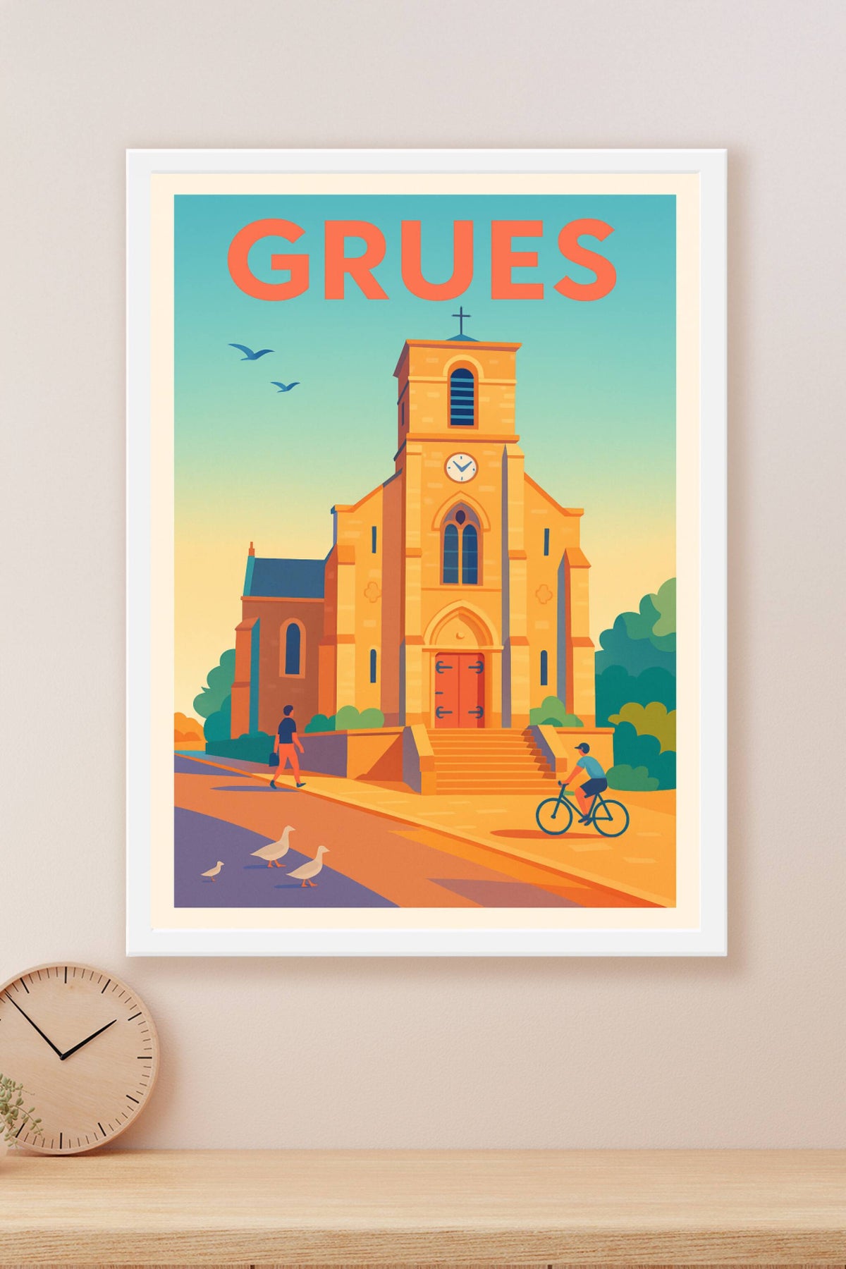 Affiche de Grues - Charme et sérénité au cœur du village