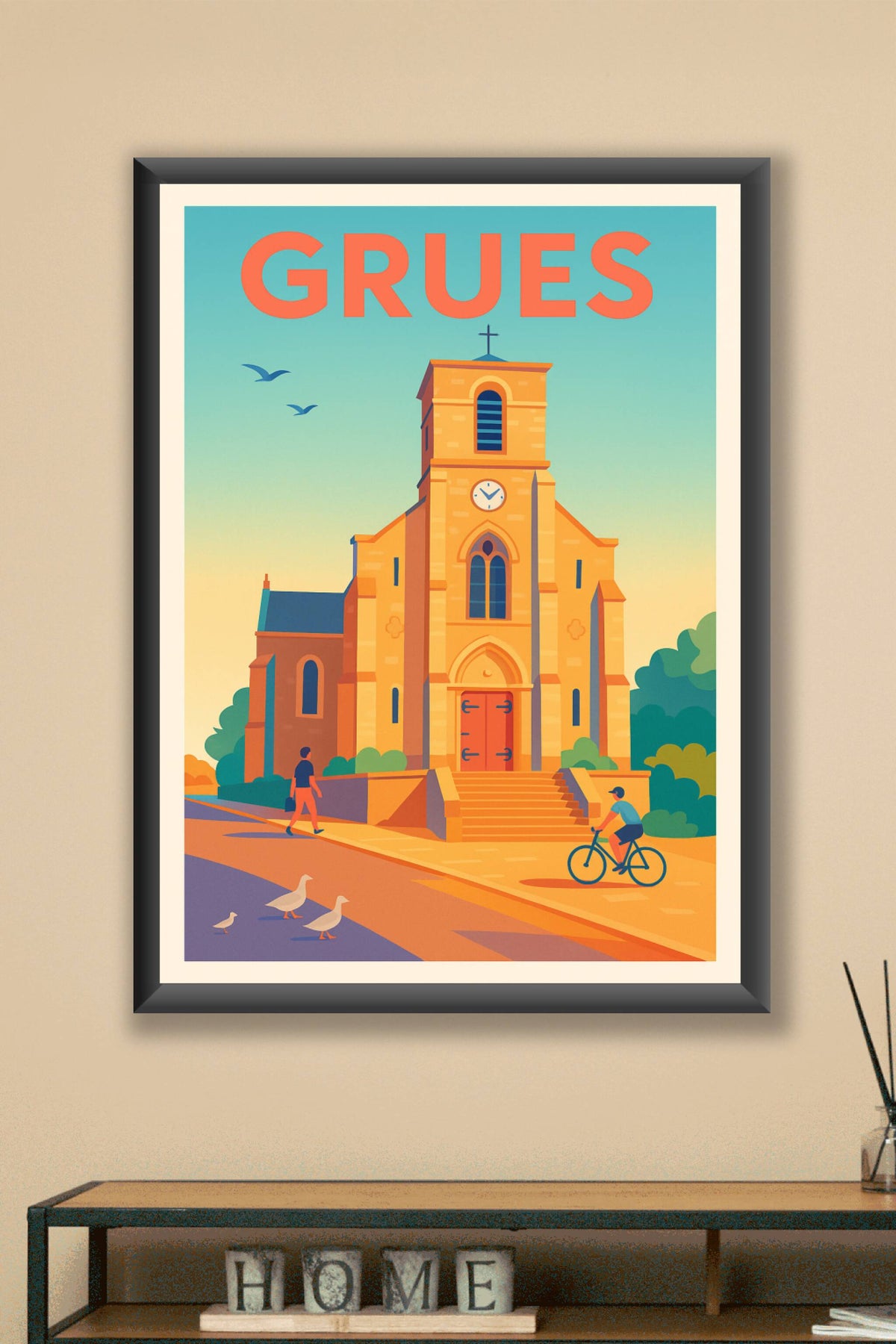 Affiche de Grues - Charme et sérénité au cœur du village