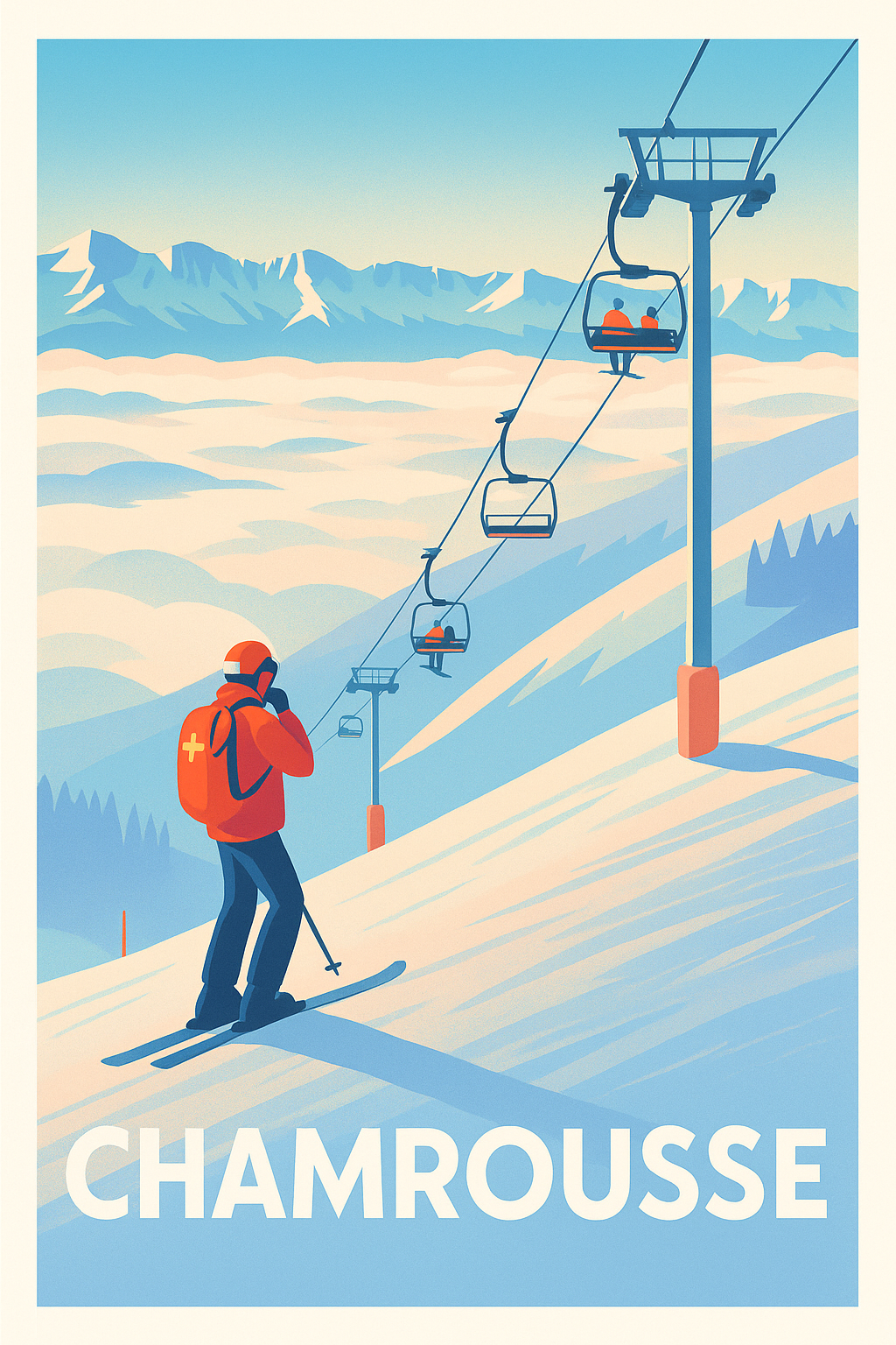 Affiche Chamrousse — L'évasion hivernale en montagne · poster d'art de Chamrousse