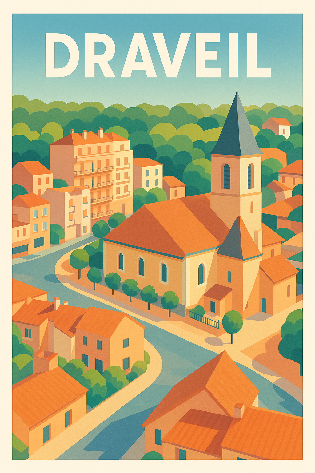 Affiche Draveil — Charme et harmonie villageoise · poster d'art de Draveil