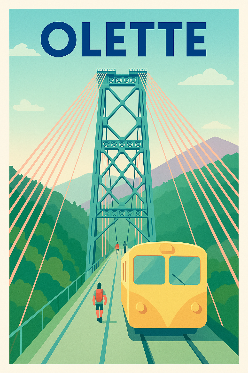 Affiche Olette — Escapade sur le Pont Jaune · poster d'art de Olette