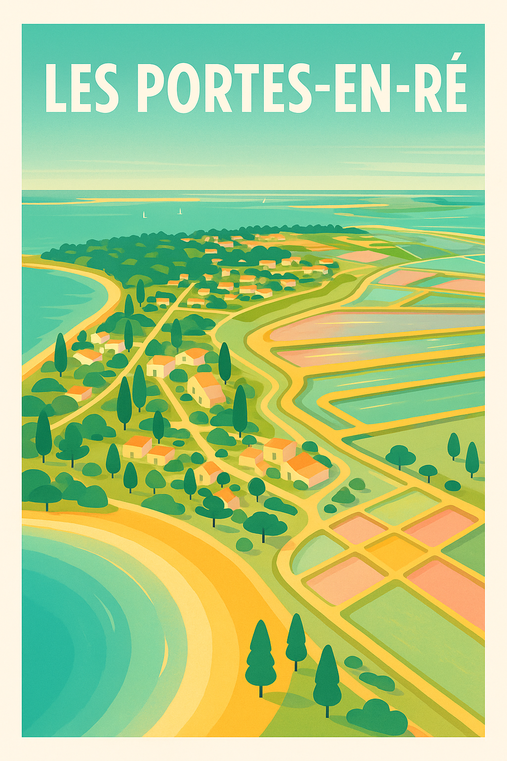 Affiche de Les Portes-en-Ré - L'évasion insulaire illustrée