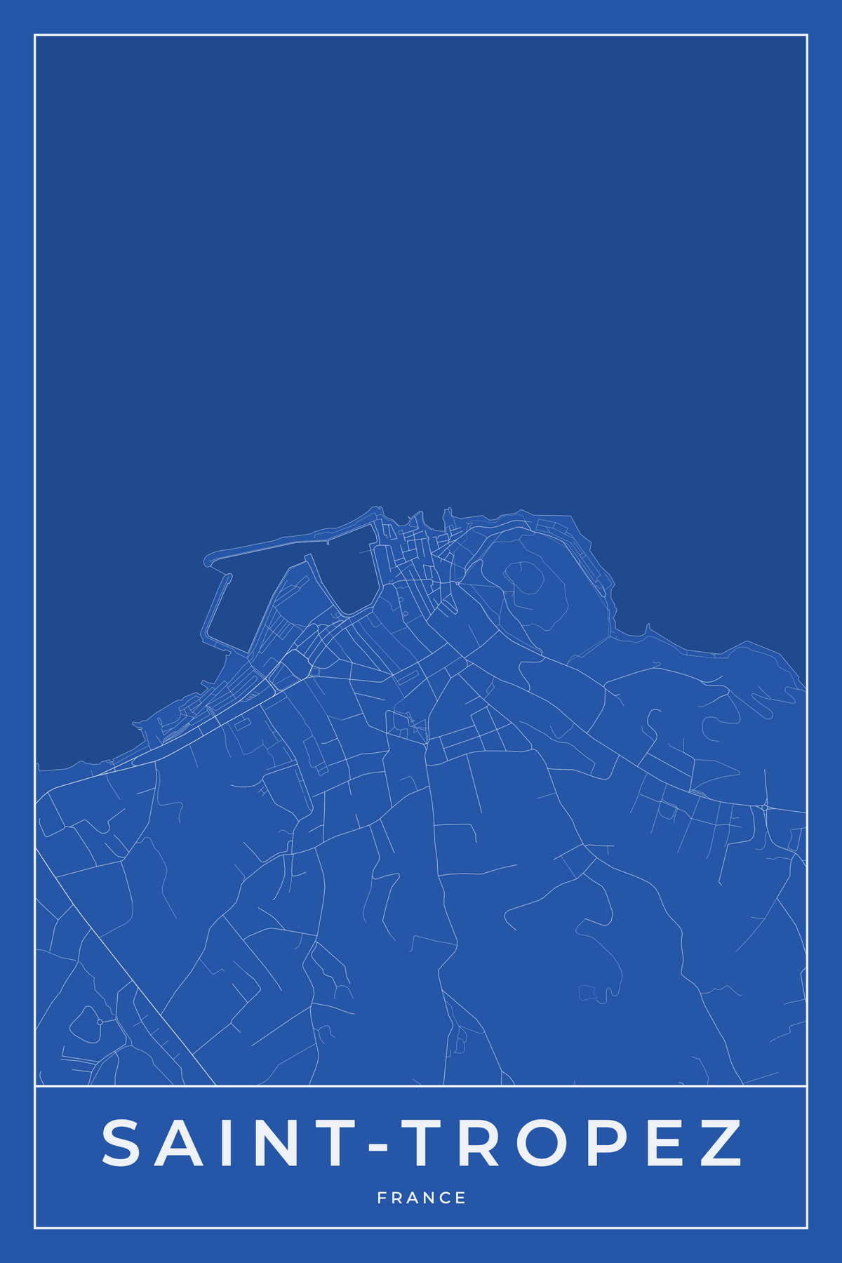 Carte de Saint-Tropez bleue - Affiche personnalisée