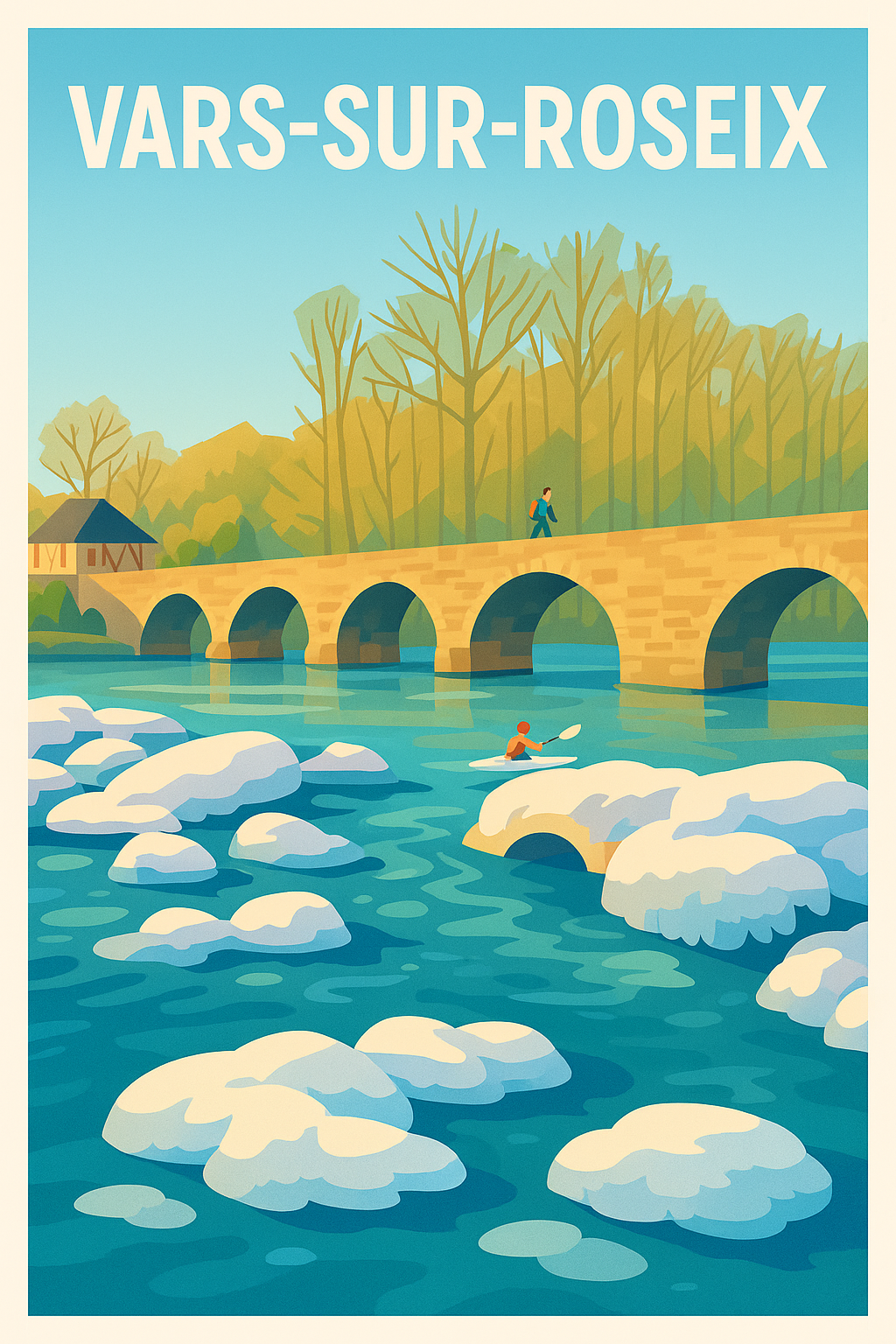 Affiche Vars-sur-Roseix — L'évasion au fil de l'eau · poster d'art de Vars-sur-Roseix