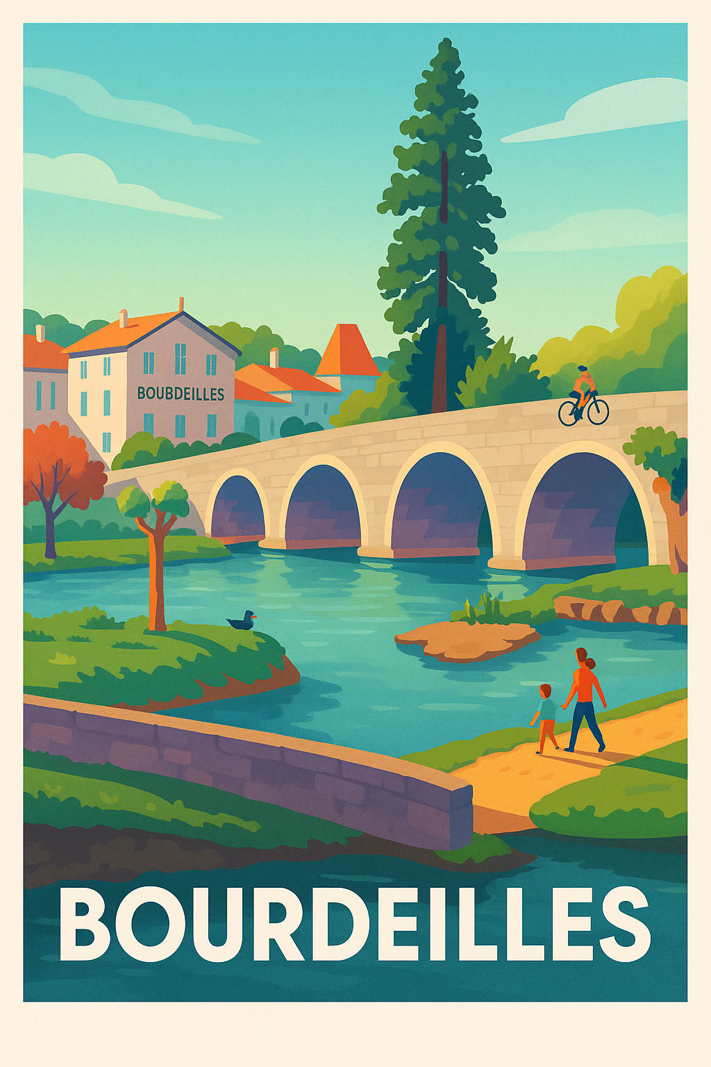Affiche Bourdeilles — Charme naturel et patrimoine en pleine nature · poster d'art de Bourdeilles