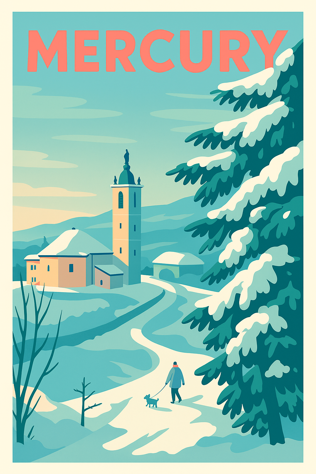 Affiche de Mercury - Charme hivernal et douceur alpine