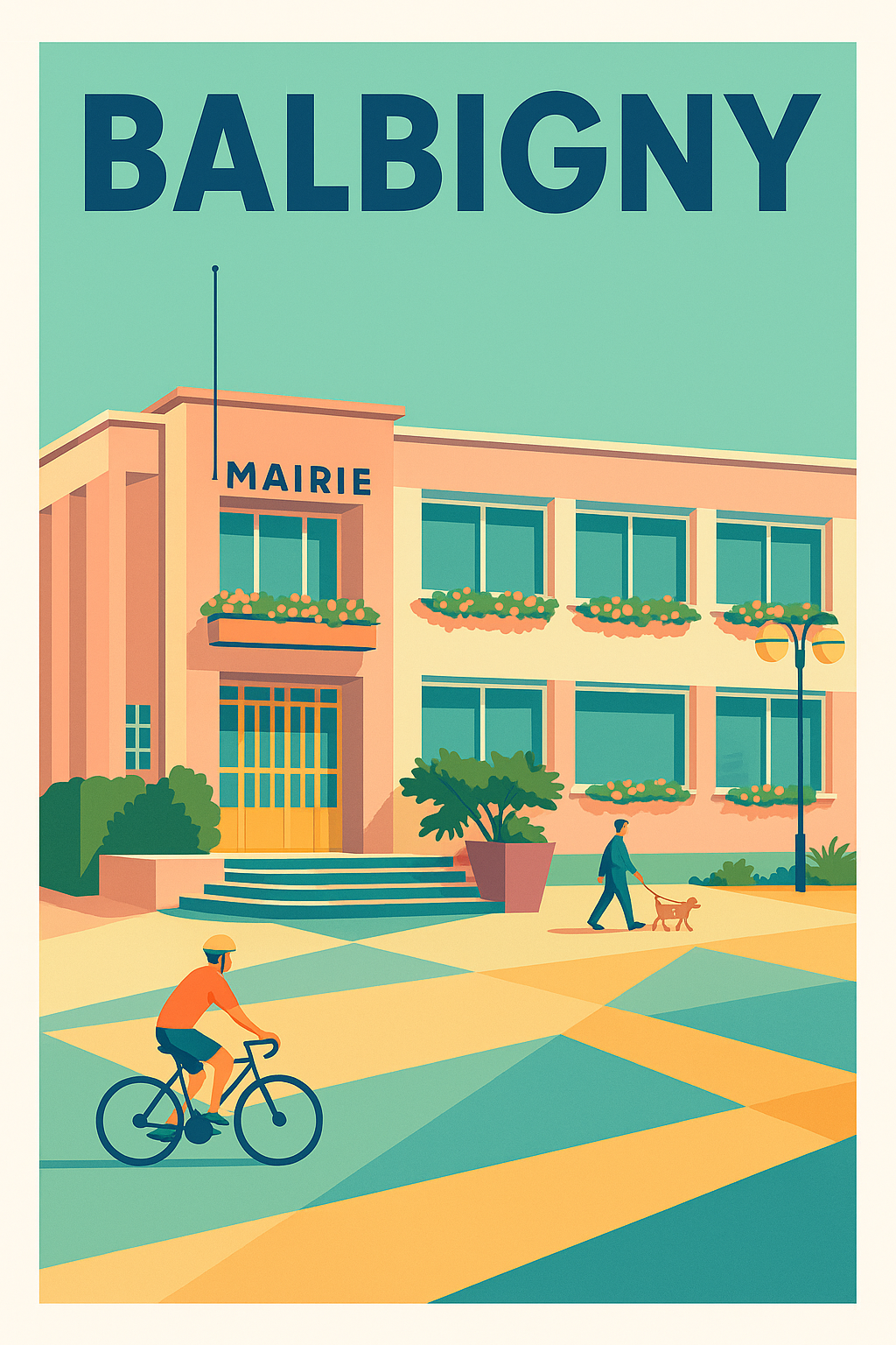 Affiche de Balbigny - Charme pastel de la mairie animée