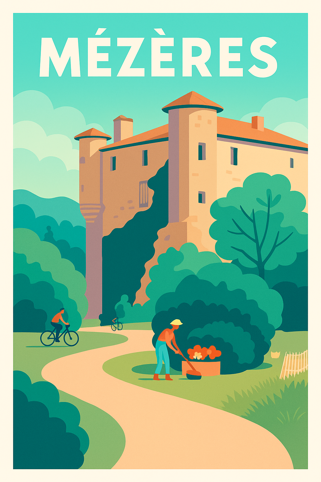 Affiche Mézères — Charme et nature bucolique · poster d'art de Mézères