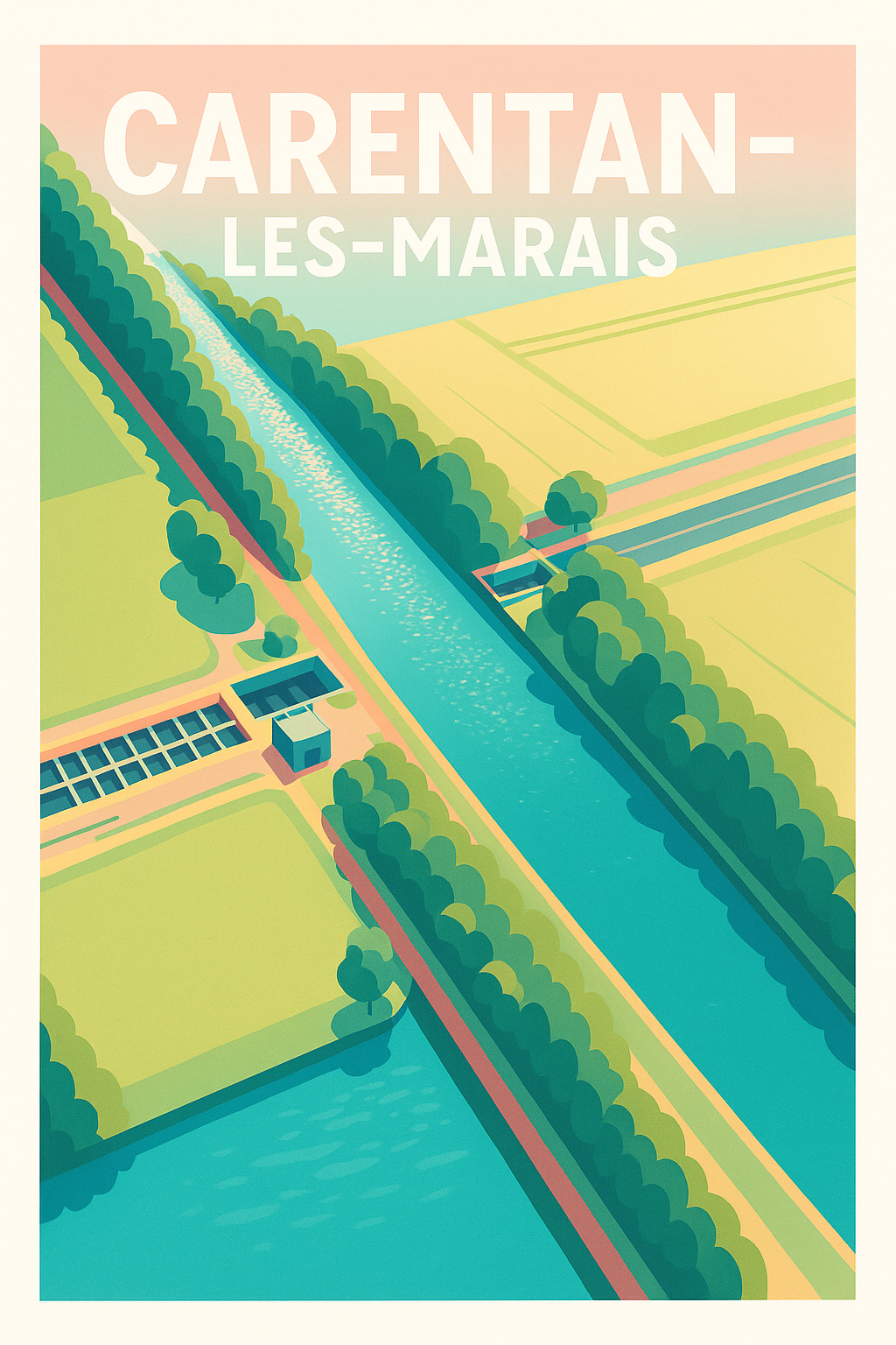 Affiche de Carentan-les-Marais - Harmonie naturelle et lignes d'eau