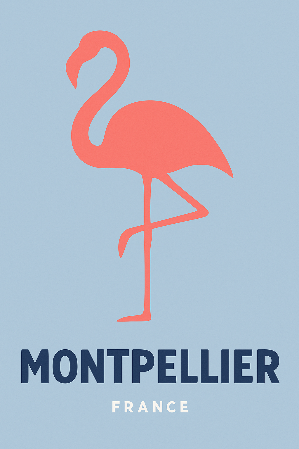 Affiche Montpellier — Élégance et simplicité du flamant rose · poster d'art de Montpellier