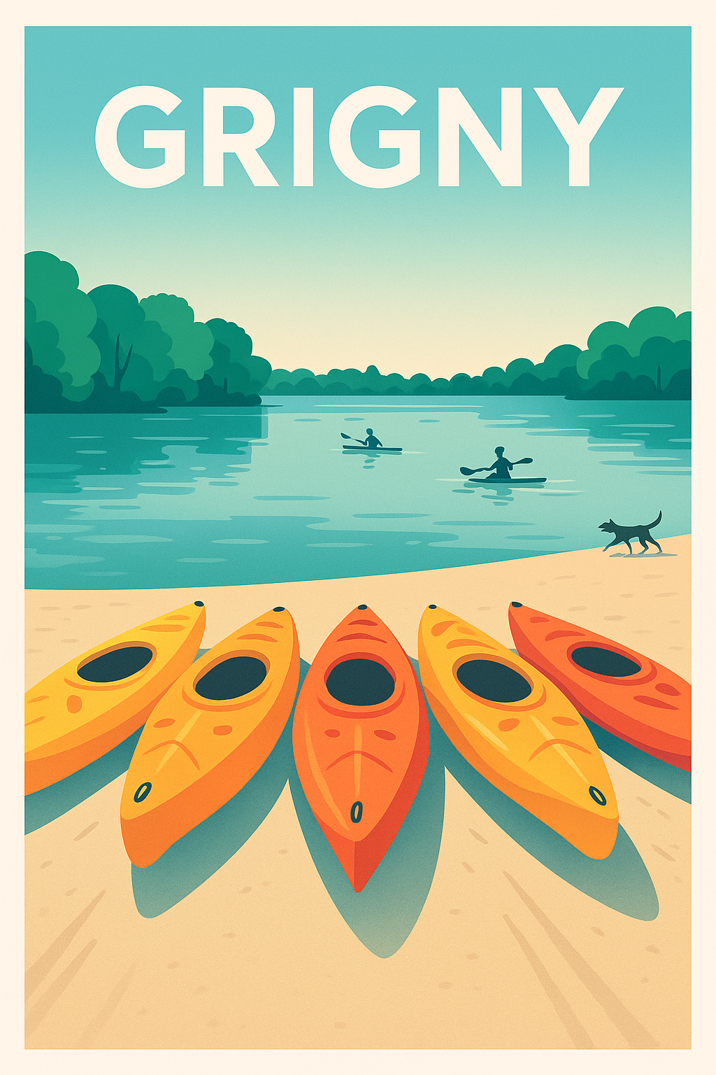 Affiche de Grigny - Invitation à la douceur et aux activités nautiques