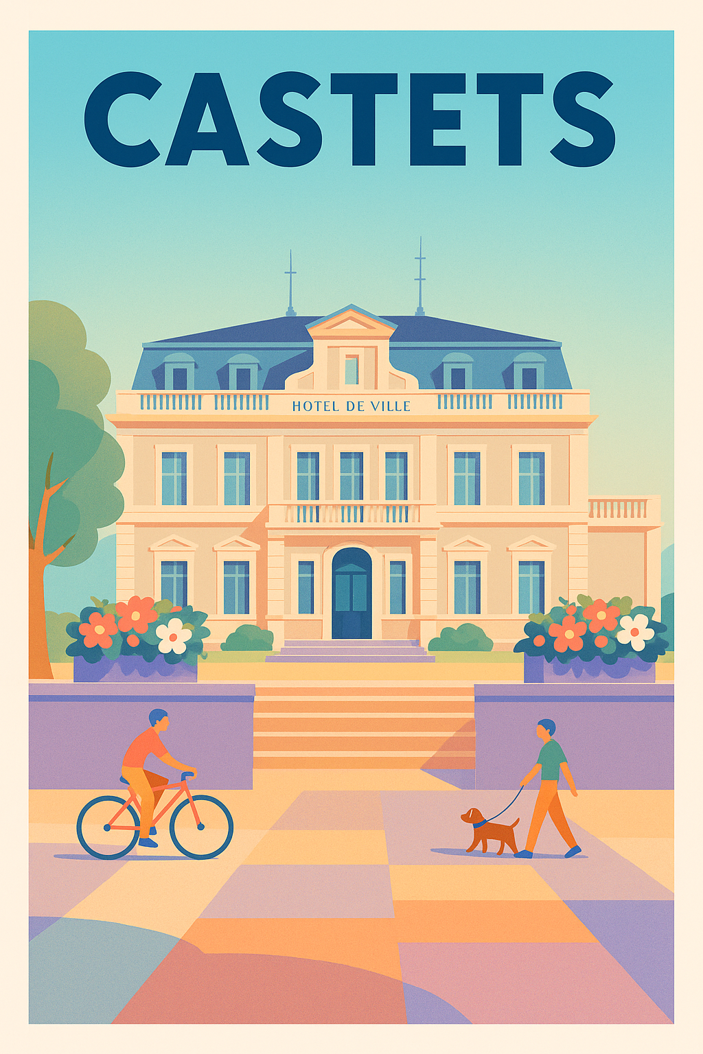 Affiche de Castets - L'élégance paisible de la mairie