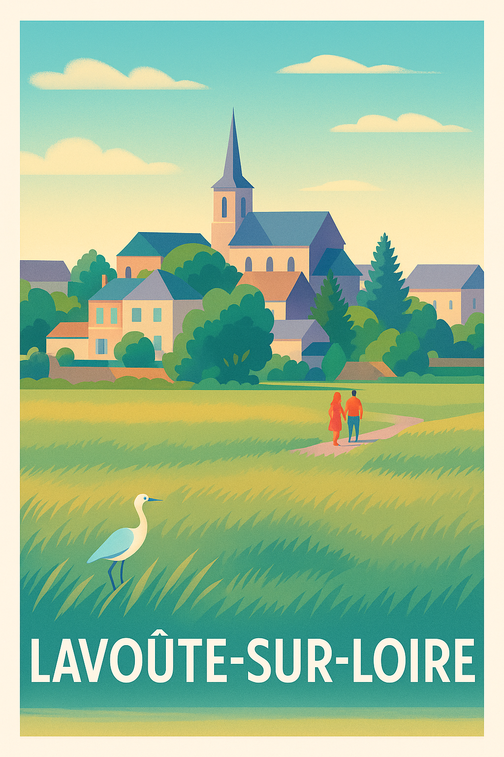 Affiche Lavoûte-sur-Loire — Vue bucolique et charme rural · poster d'art de Lavoûte-sur-Loire