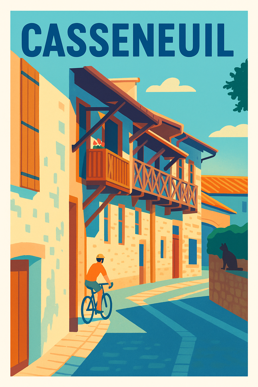 Affiche de Casseneuil - Flânerie colorée dans un village du Sud-Ouest