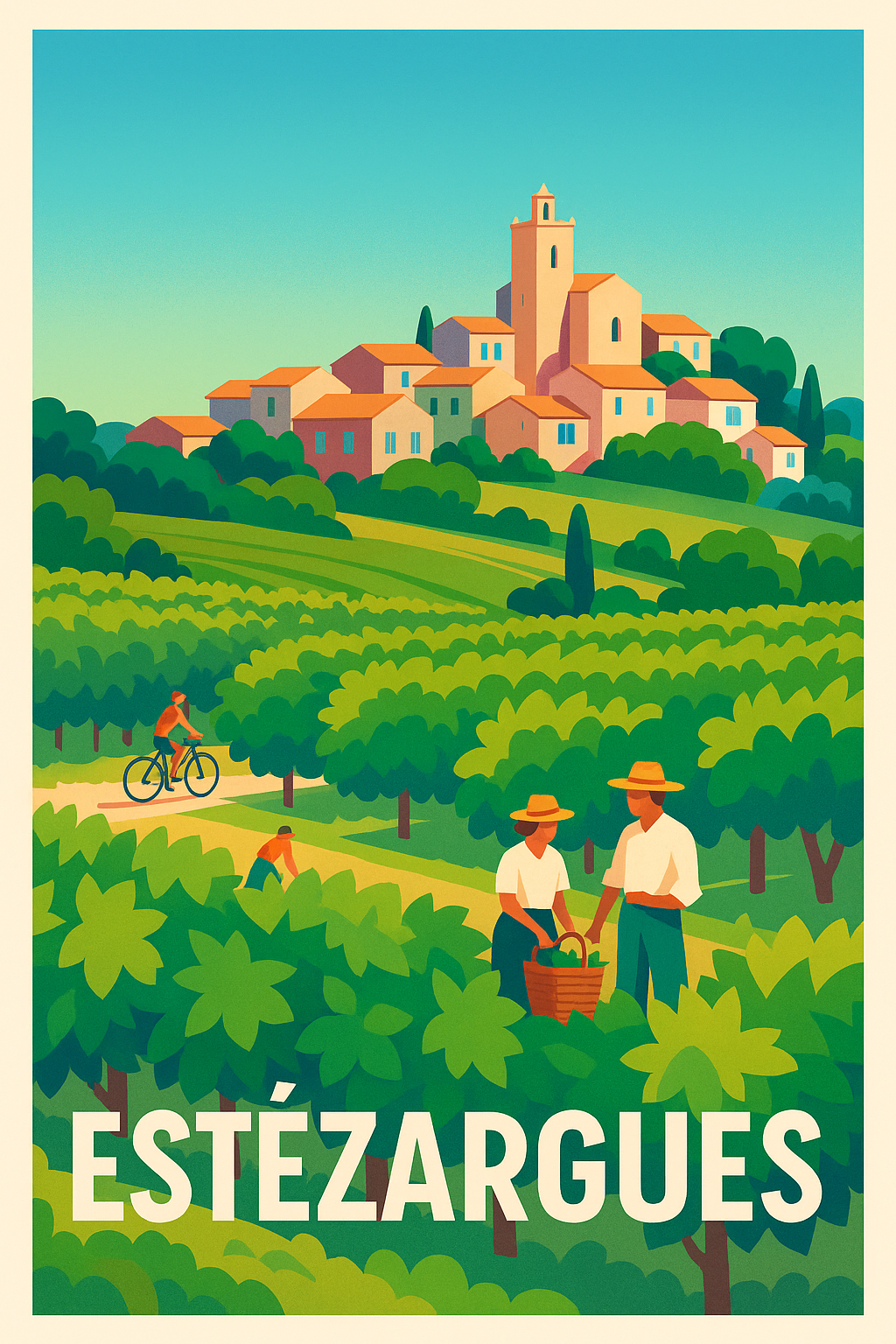 Affiche Estézargues — Charme bucolique en plein cœur de la Provence · poster d'art de Estézargues