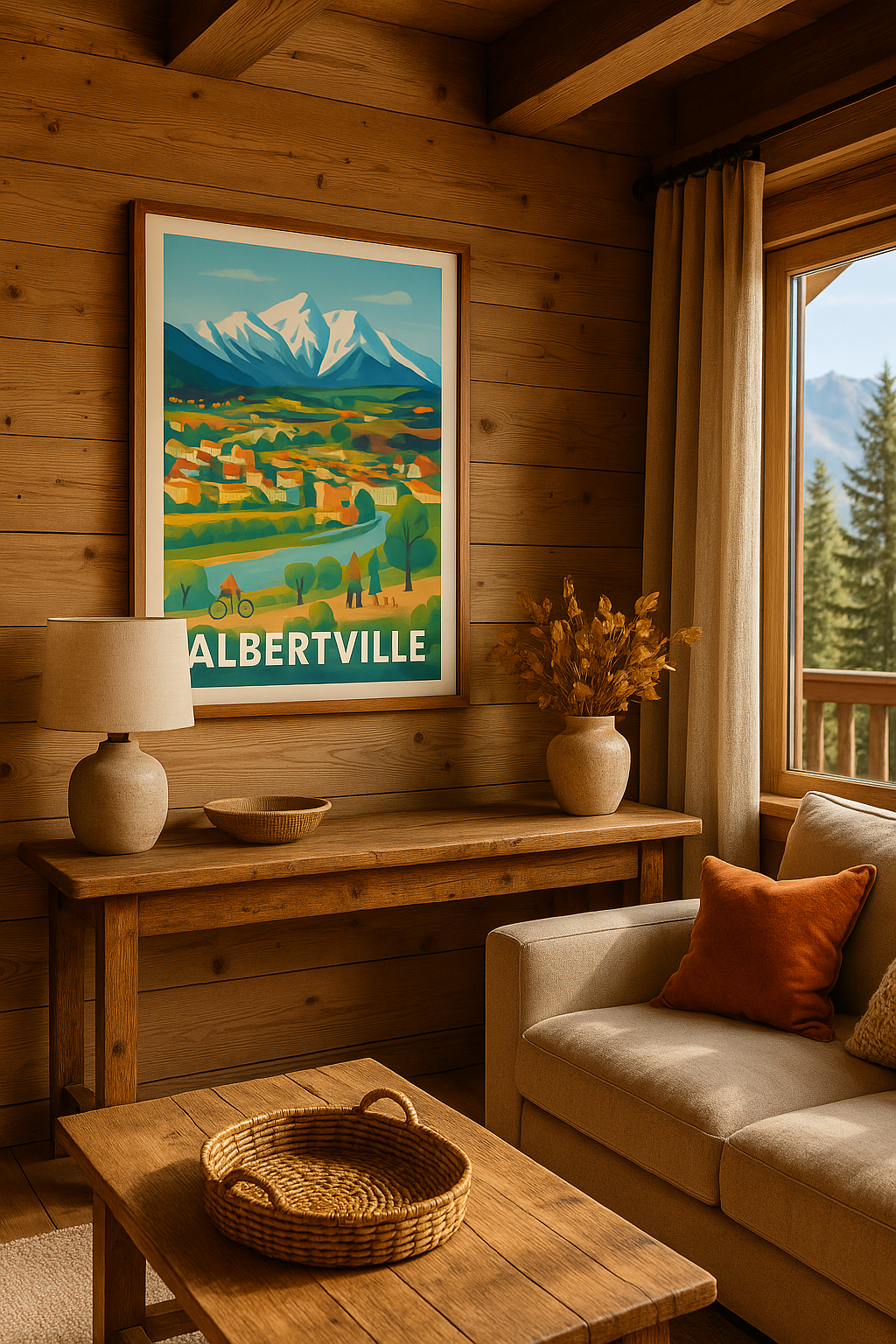 Mise en situation Affiche Albertville - Charme nature et montagnes majestueuses