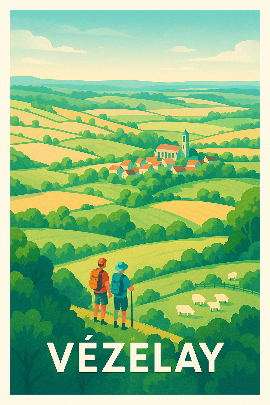 Affiche Vézelay — Escapade bucolique au cœur de la campagne · poster d'art de Vézelay