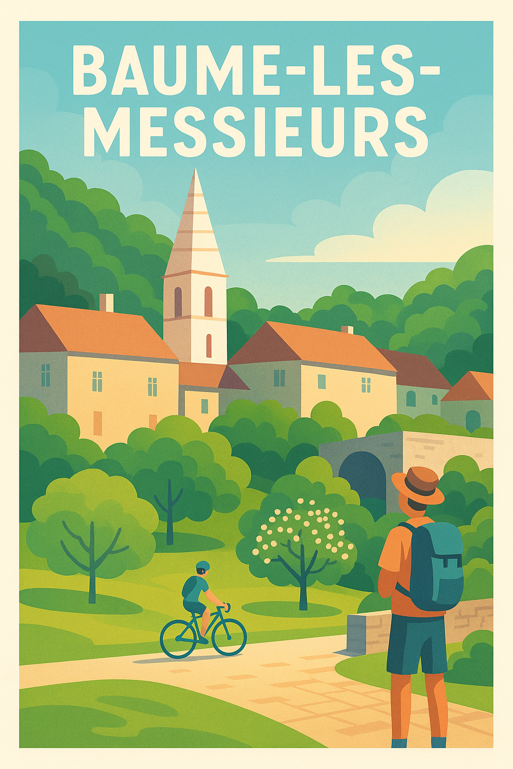 Affiche Baume-les-Messieurs — Escapade bucolique au cœur du Jura · poster d'art de Baume-les-Messieurs