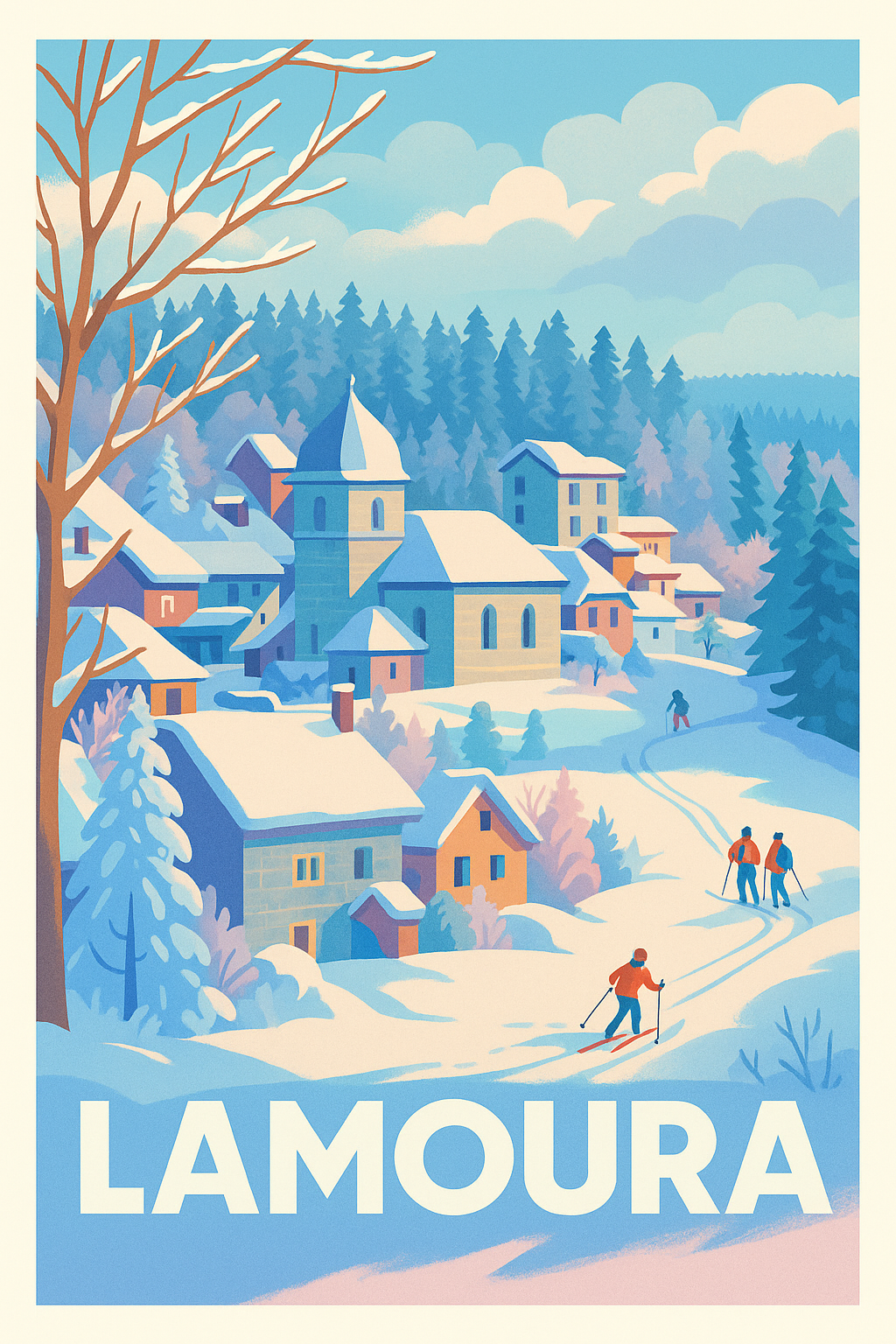 Affiche Lamoura — Évasion hivernale au cœur du Jura · poster d'art de Lamoura