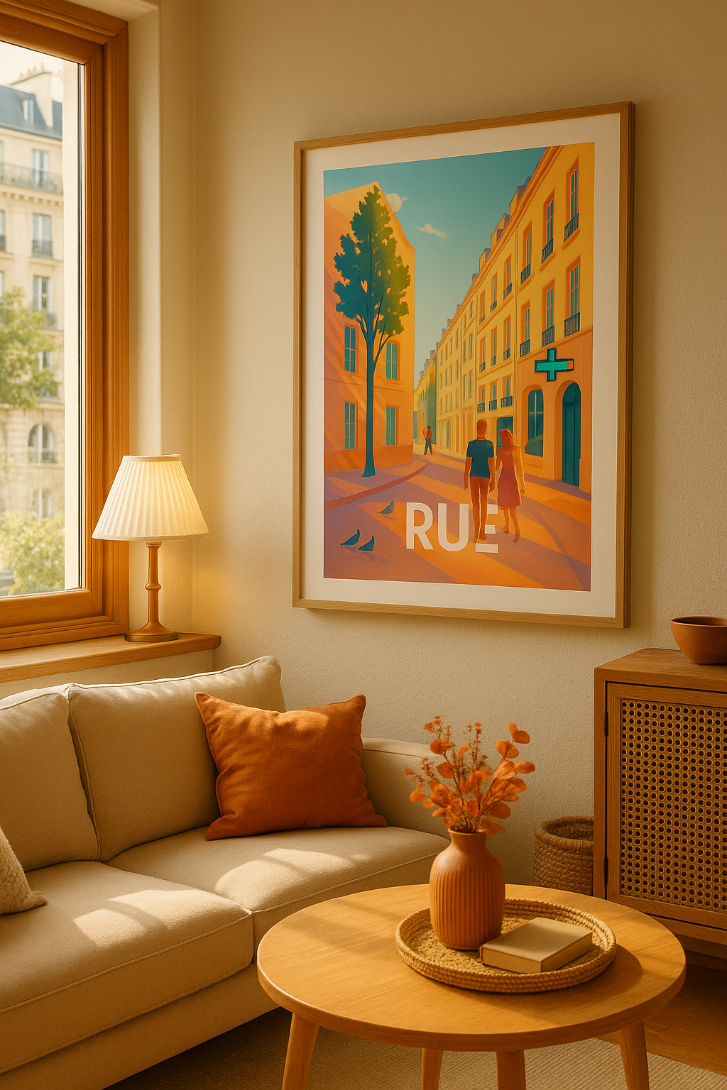 Mise en situation Affiche de Paris - Promenade romantique ensoleillée