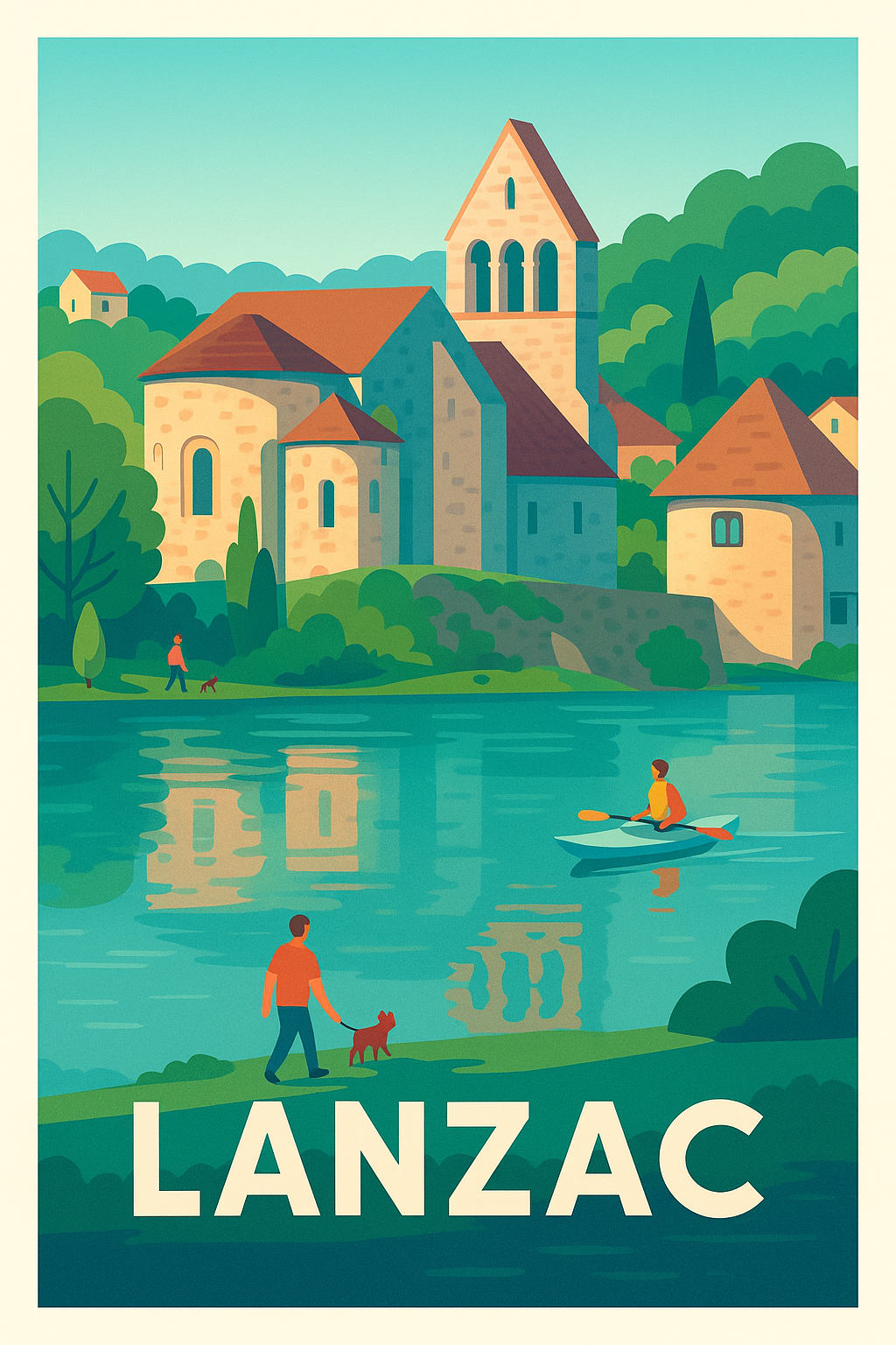 Affiche Lanzac — Charme paisible au bord de l'eau · poster d'art de Lanzac