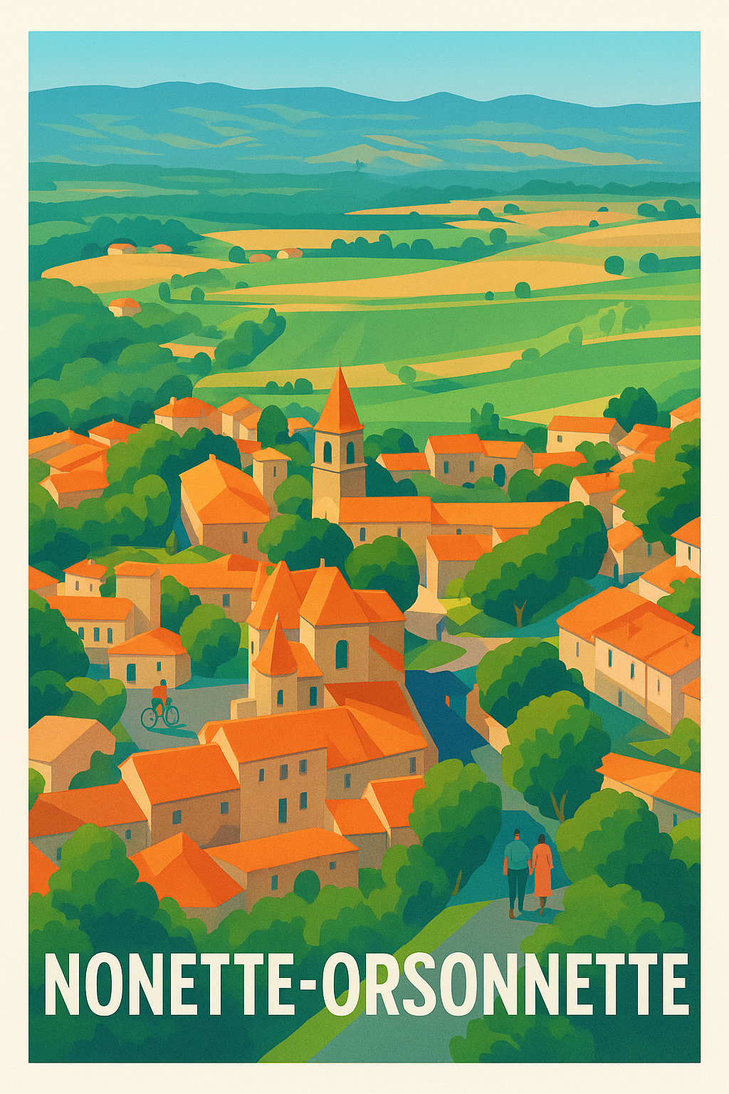 Affiche Nonette-Orsonnette — Charme champêtre au cœur de l’Auvergne · poster d'art de Nonette-Orsonnette