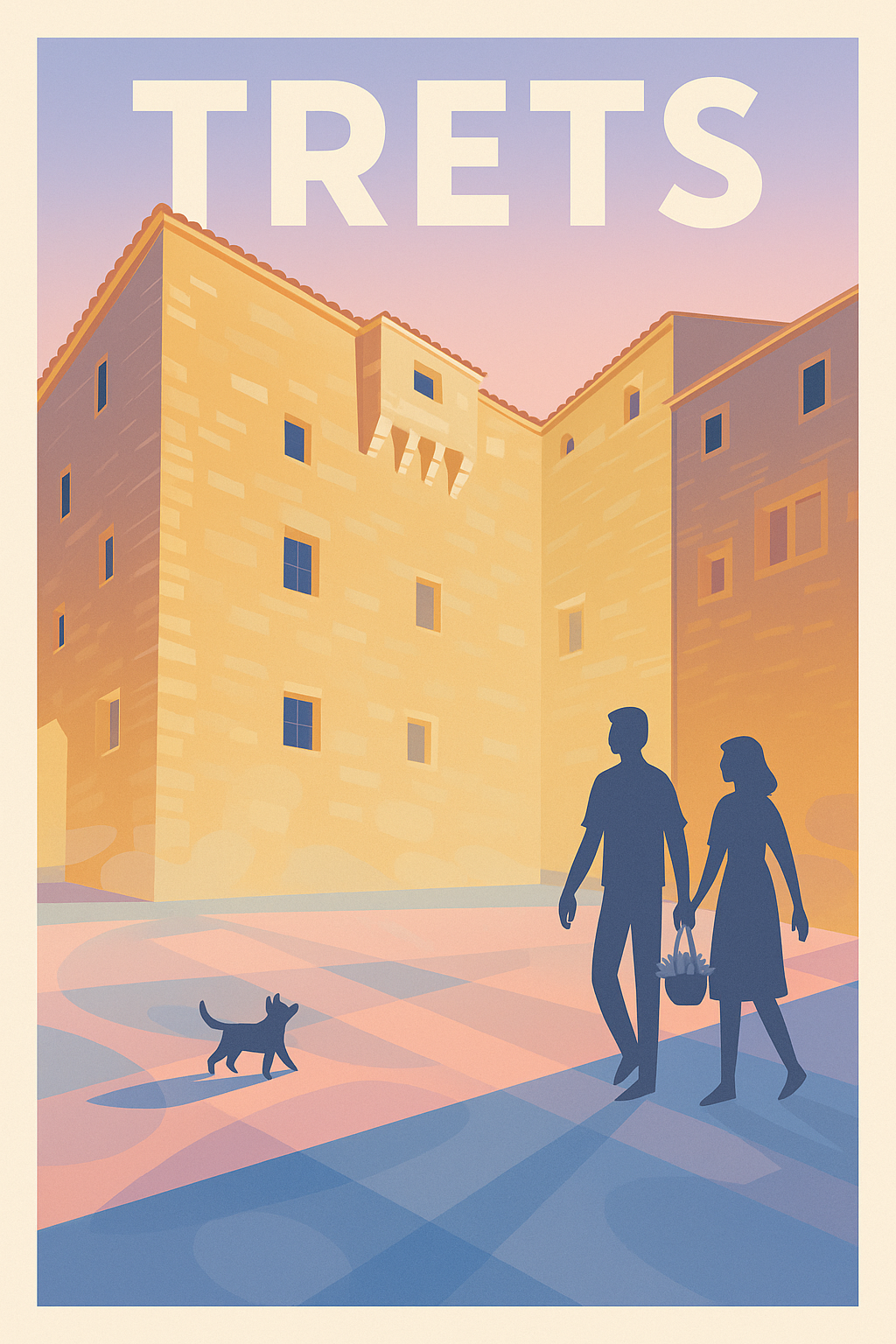 Affiche de Trets - Promenade au crépuscule dans la cité provençale