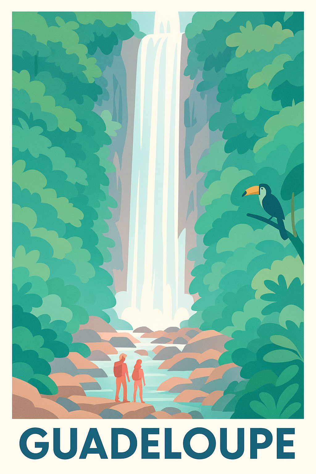 Affiche de Guadeloupe - Évasion nature et cascades luxuriantes