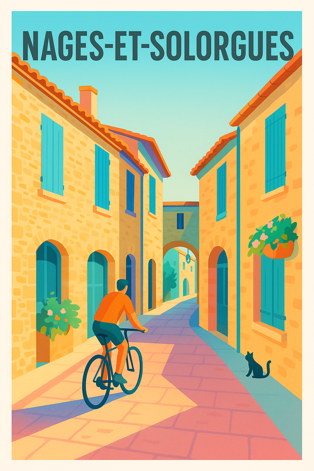 Affiche de Nages-et-Solorgues - Flânerie ensoleillée dans les ruelles pittoresques