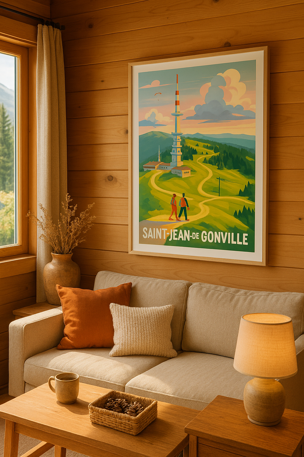 Mise en situation Affiche Saint-Jean-de-Gonville - Invitation à la randonnée en pleine nature