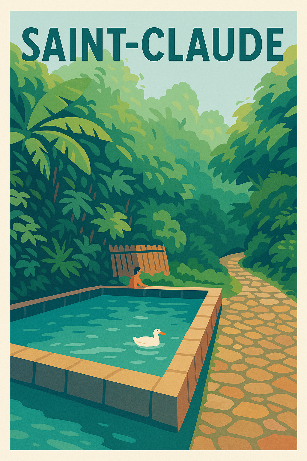 Affiche de Saint-Claude - Invitation à la sérénité tropicale