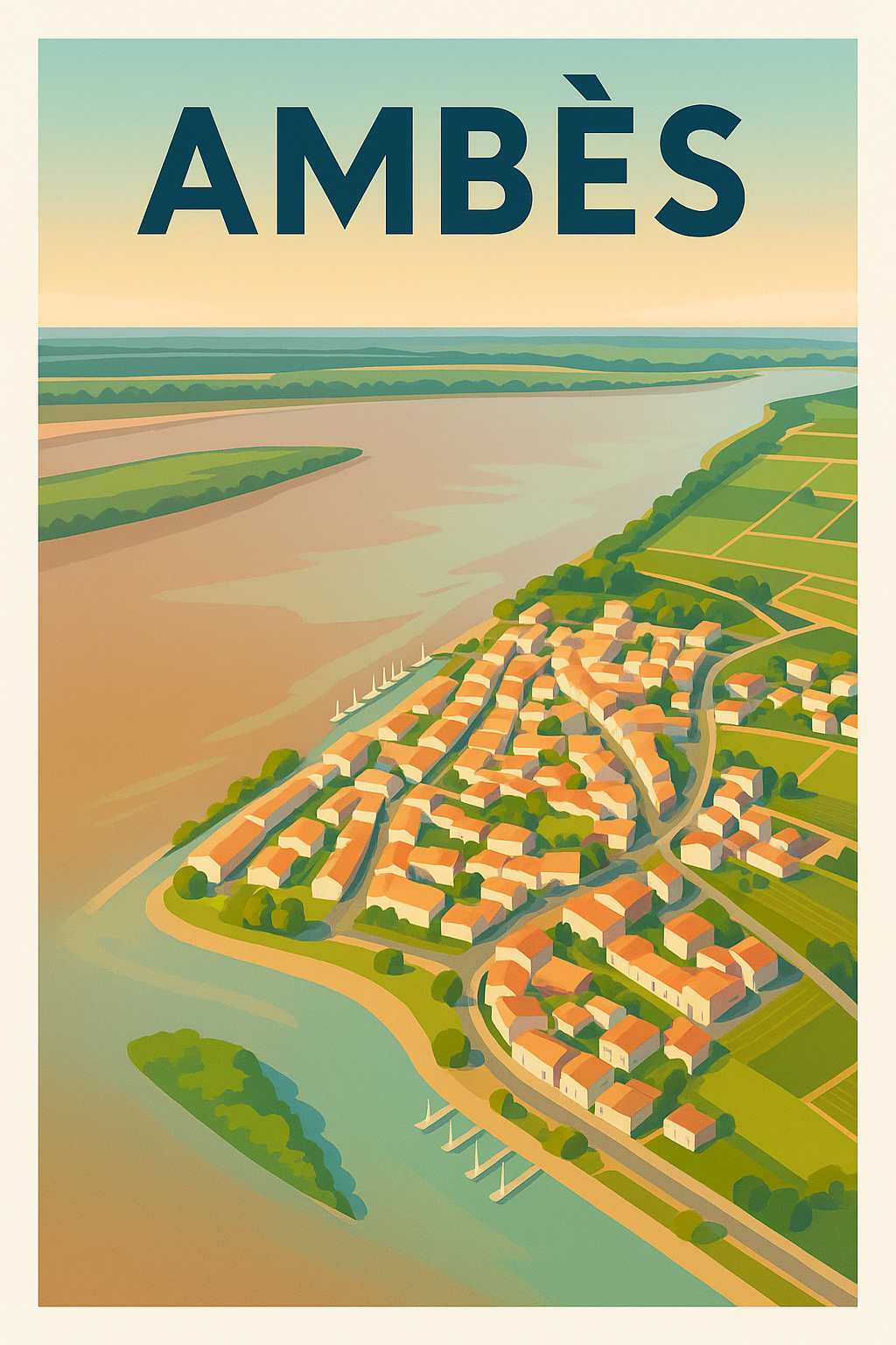 Affiche de Ambès - Vue panoramique paisible au bord de l'eau