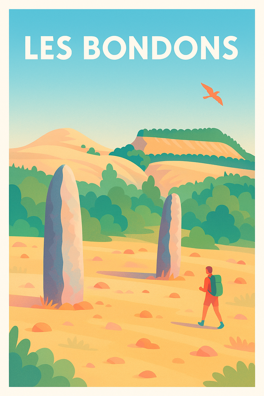 Affiche Les Bondons — Balade au cœur des mystérieux menhirs · poster d'art de Les Bondons