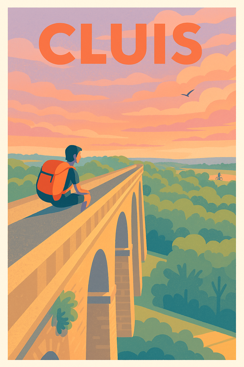 Affiche de Cluis - L'évasion au sommet de l'aqueduc