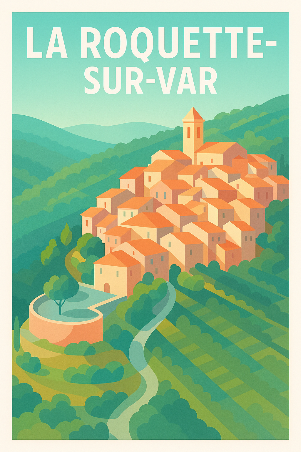 Affiche de La Roquette-sur-Var - Charme Provençal et Couleurs Douces