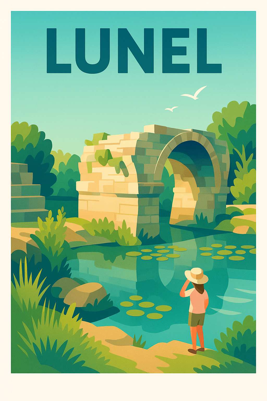 Affiche de Lunel - Tranquillité aux bords de l'ancien pont