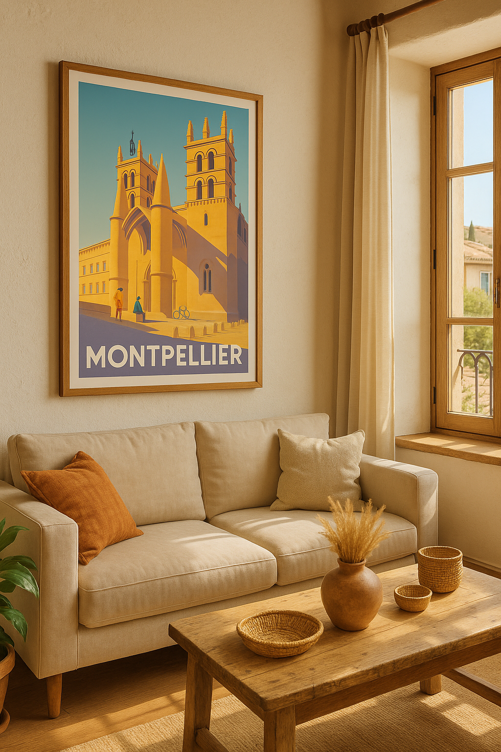 Affiche Montpellier - Lumières dorées sur la cathédrale Saint-Pierre - Afich