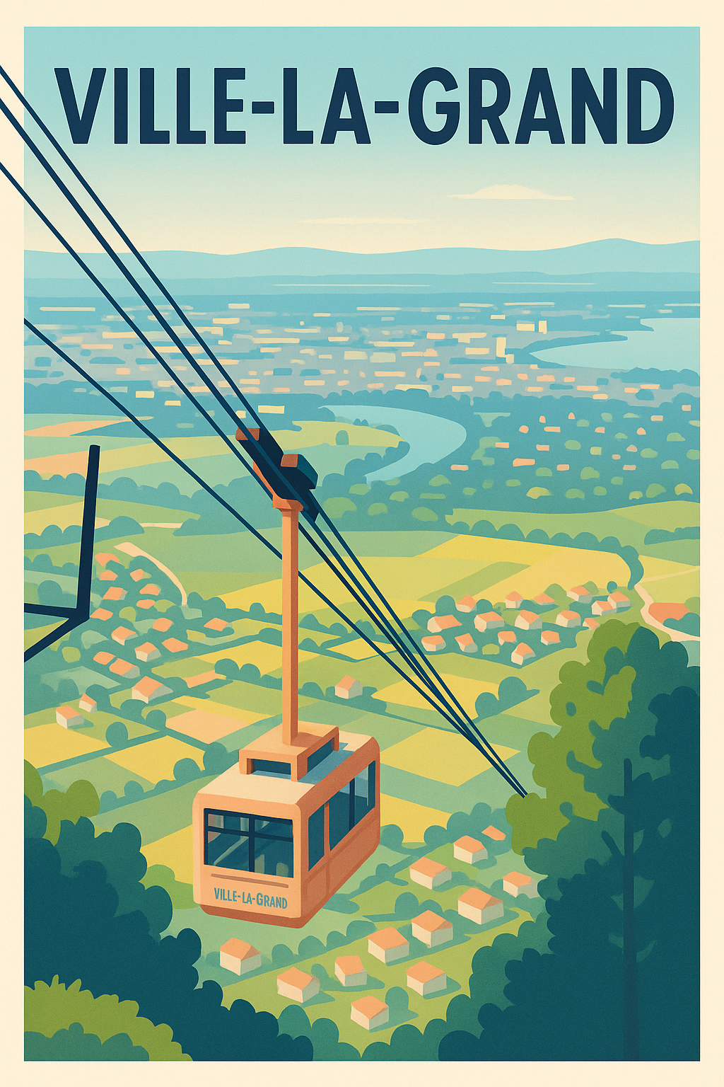 Affiche de Ville-la-Grand - L'escapade en téléphérique au-dessus des paysages verdoyants