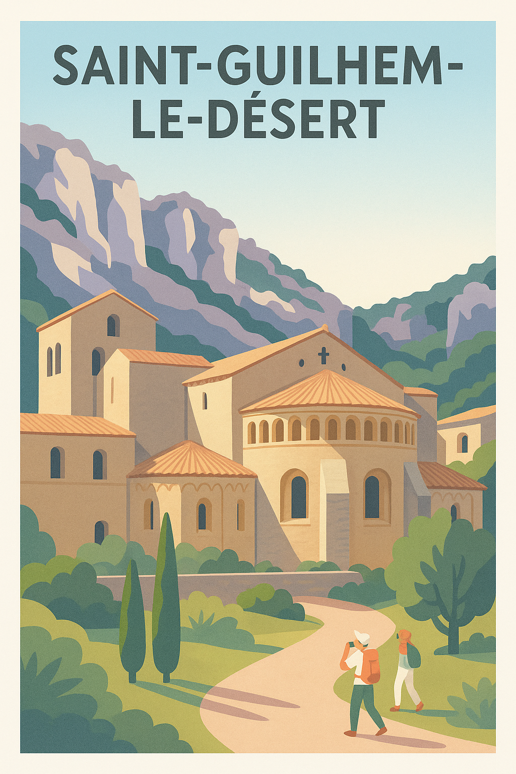 Affiche Saint-Guilhem-le-Désert — Escapade au cœur du patrimoine médiéval · poster d'art de Saint-Guilhem-le-Désert