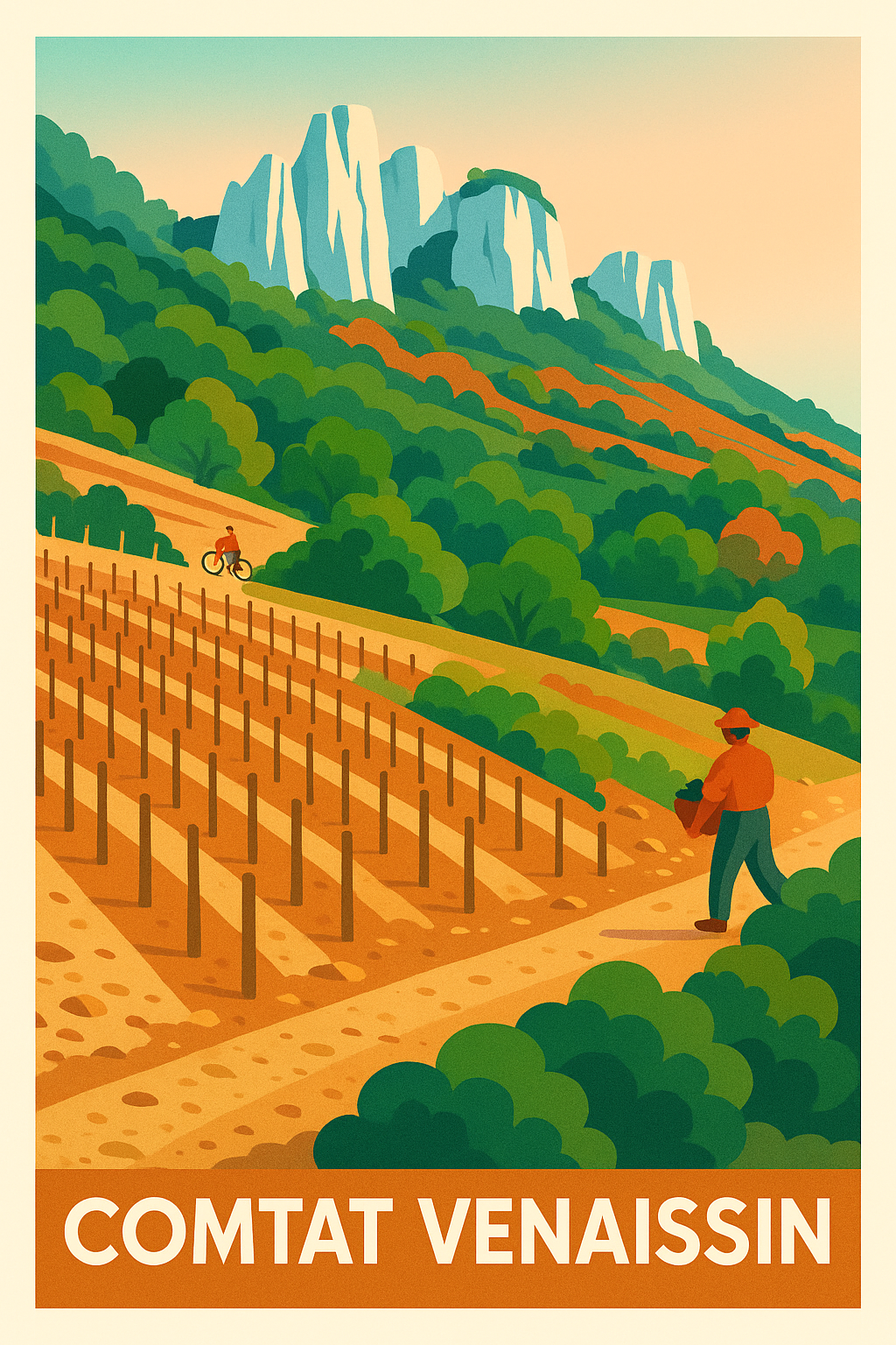 Affiche Comtat Venaissin — Évasion au cœur des vignobles provençaux · poster d'art de Comtat Venaissin