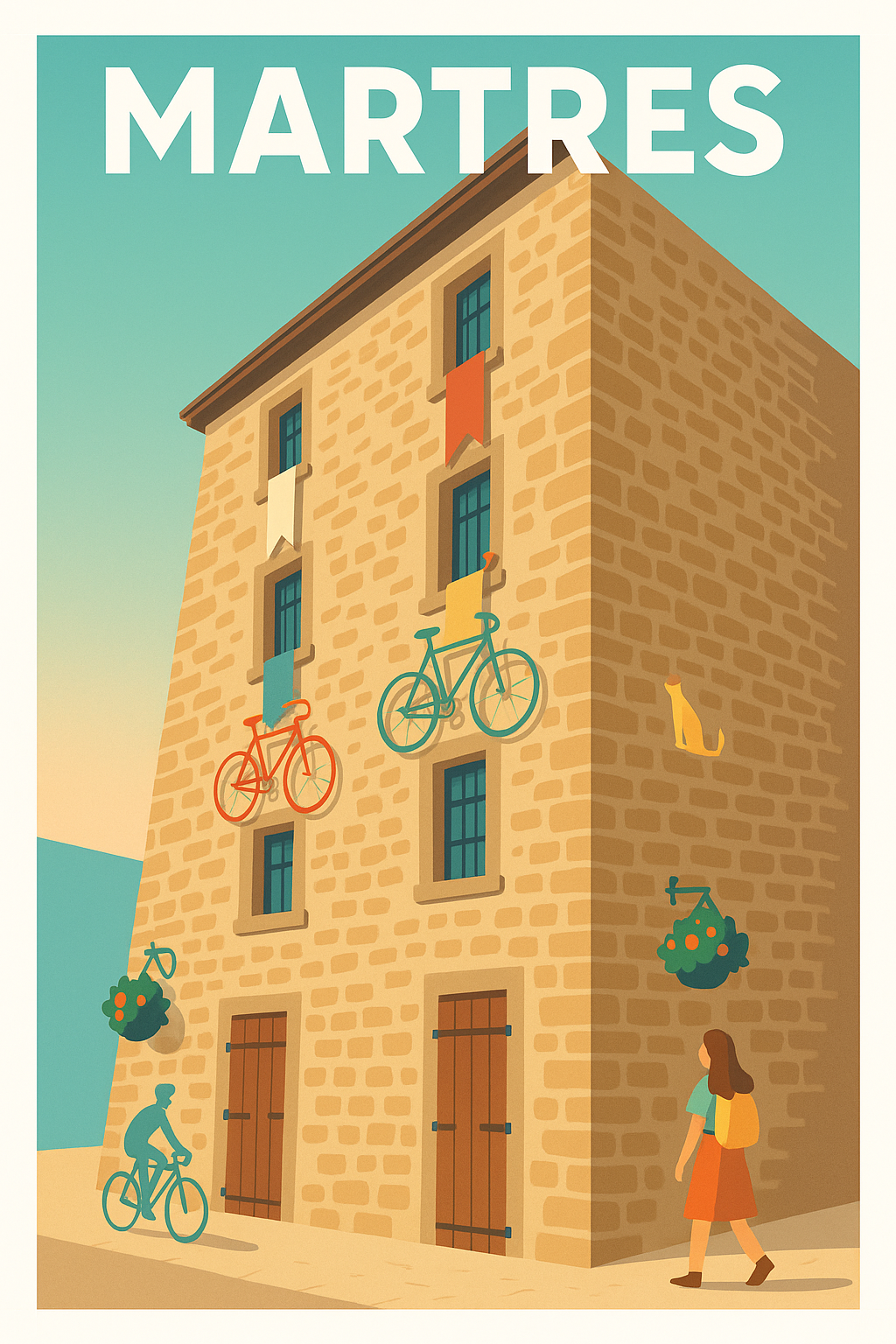 Affiche Martres — L'art de la balade à vélo en ville · poster d'art de Martres