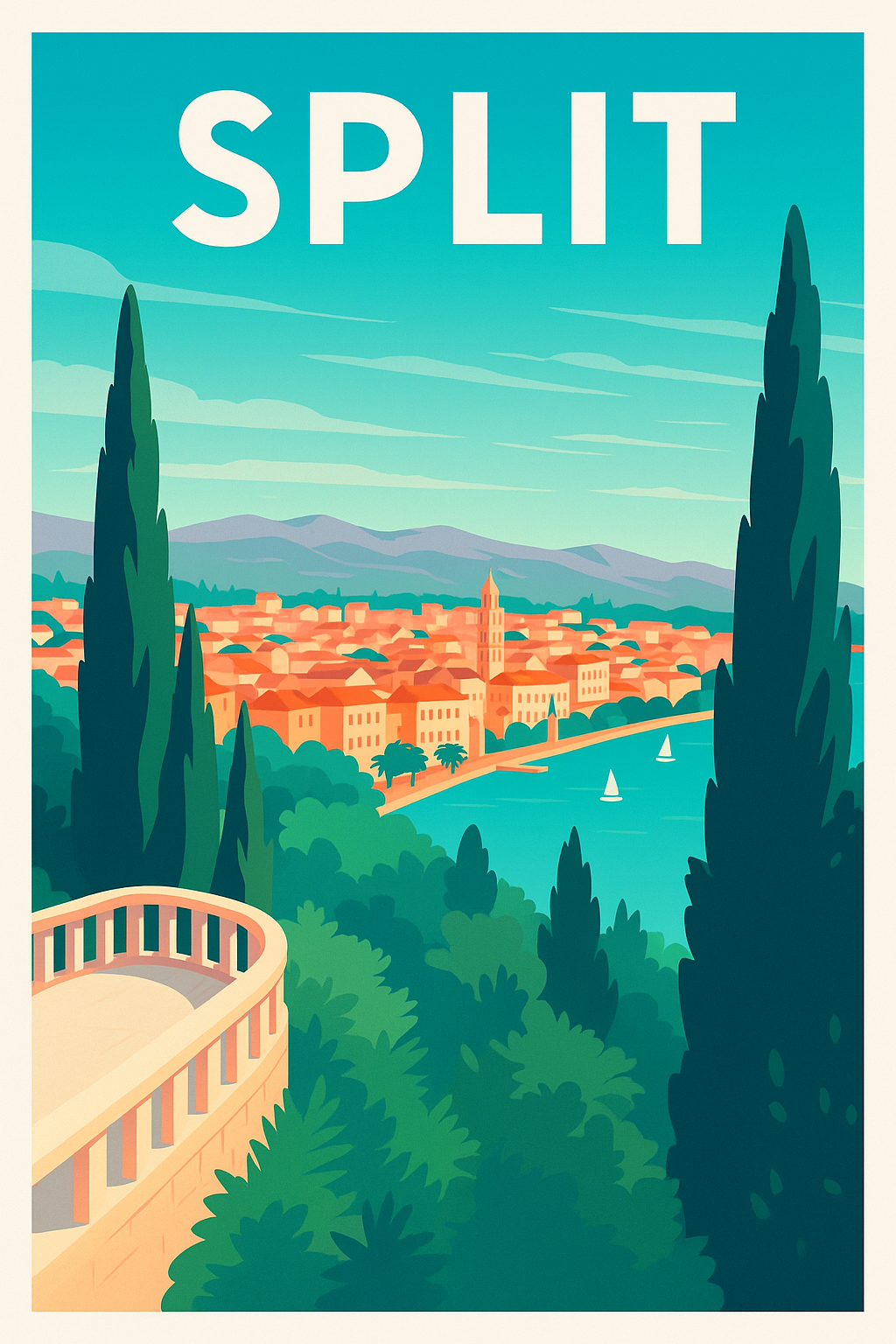 Affiche Split — Escapade en bord de mer dalmate · poster d'art de Split