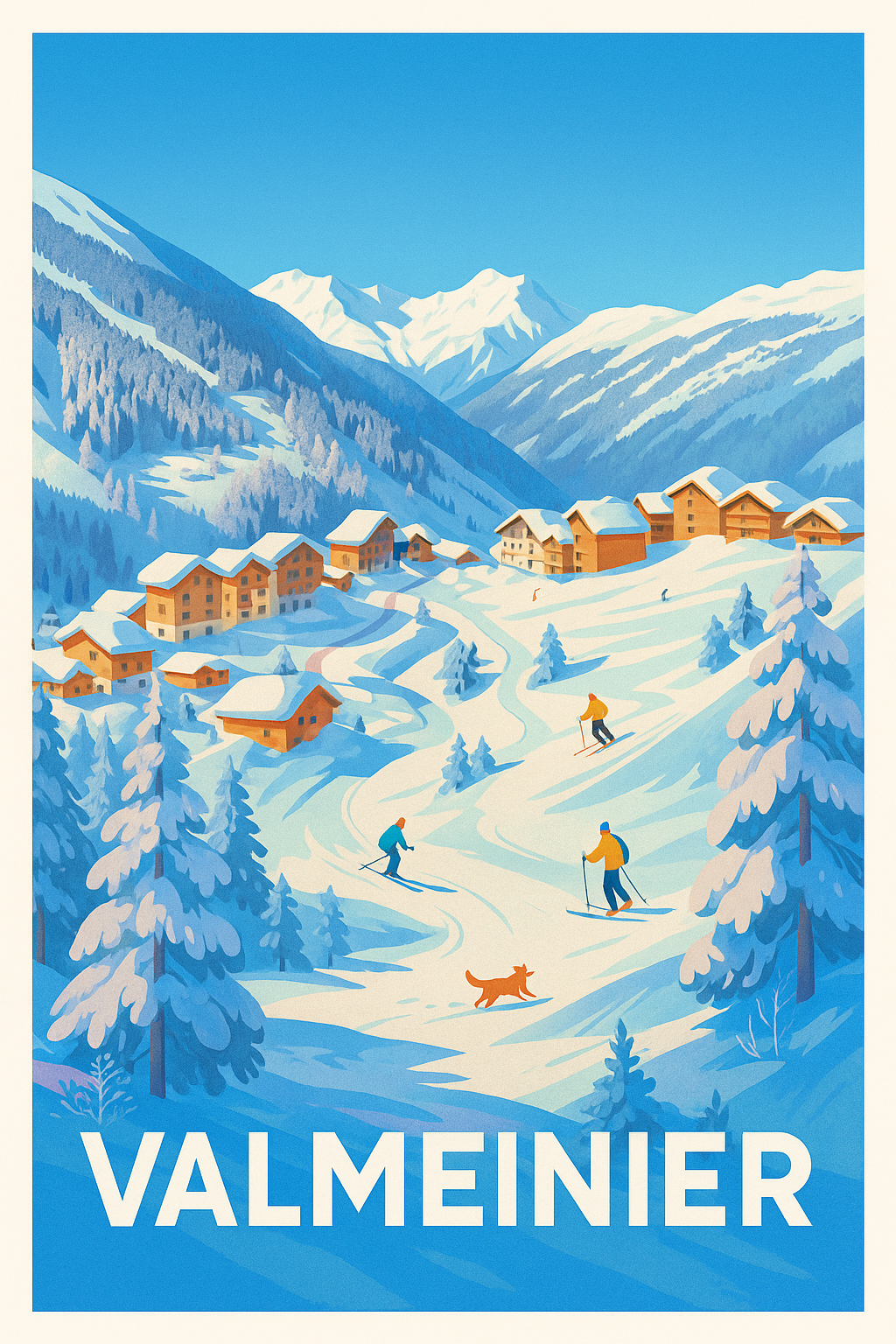 Affiche Valmeinier — Émerveillez-vous au coeur des Alpes enneigées · poster d'art de Valmeinier