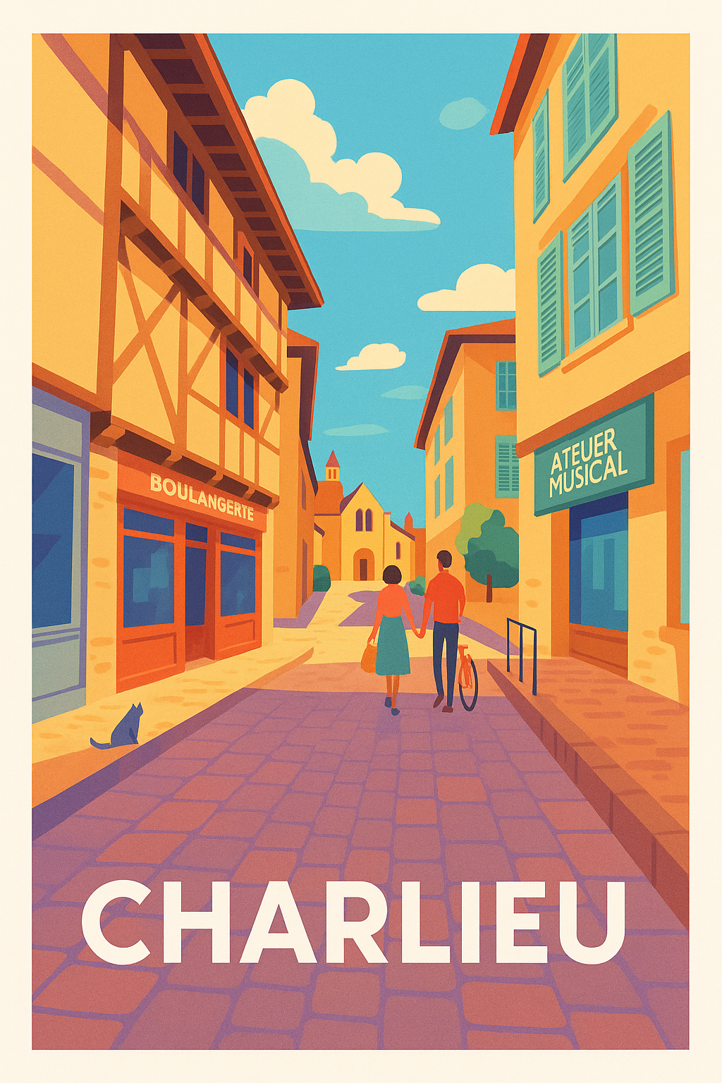 Affiche Charlieu — Promenade romantique au cœur de la cité historique · poster d'art de Charlieu