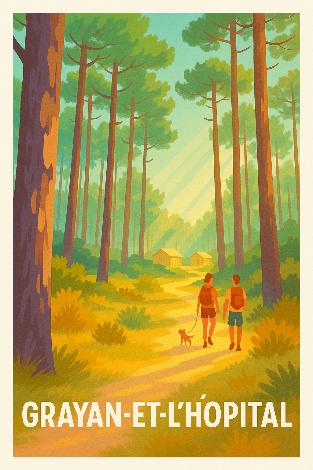 Affiche Grayan-et-l'Hôpital — Balade en nature au cœur de la forêt · poster d'art de Grayan-et-l'Hôpital
