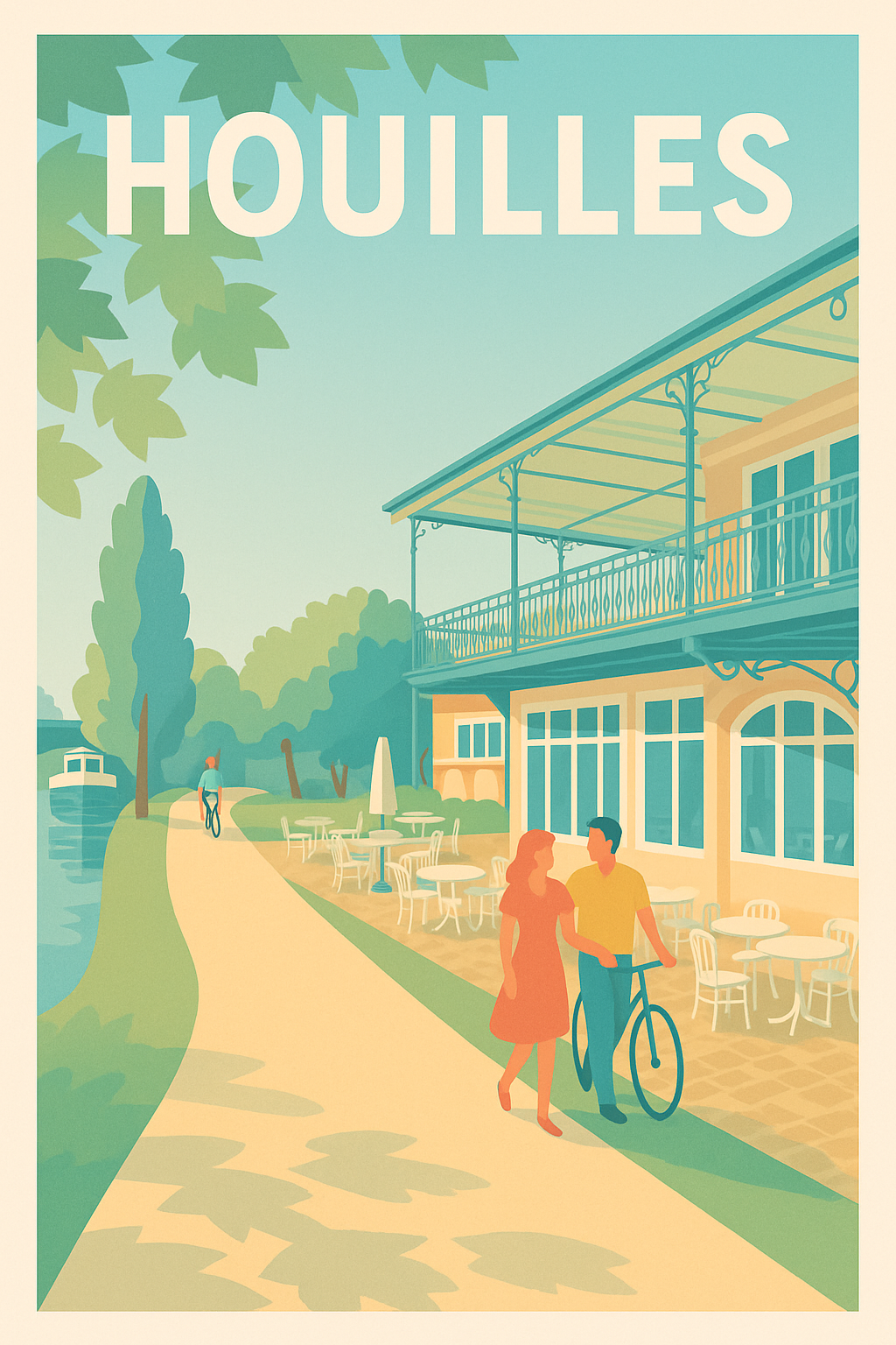 Affiche Houilles — Douceur de vivre au bord de l'eau · poster d'art de Houilles