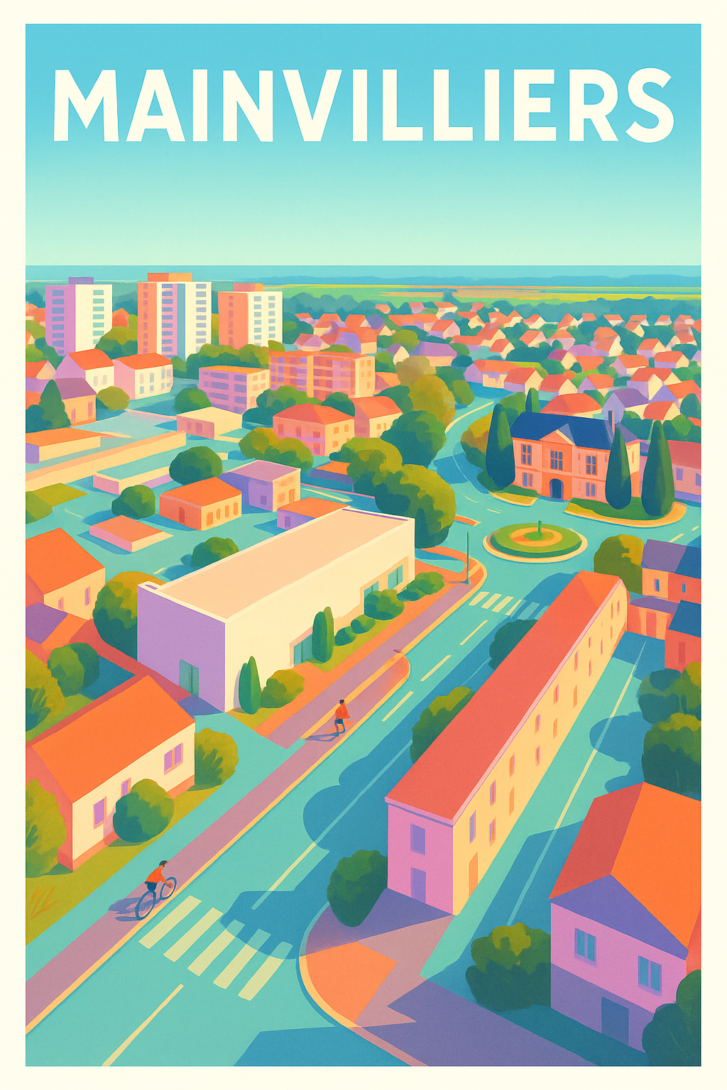 Affiche de Mainvilliers - Harmonie urbaine aux couleurs douces