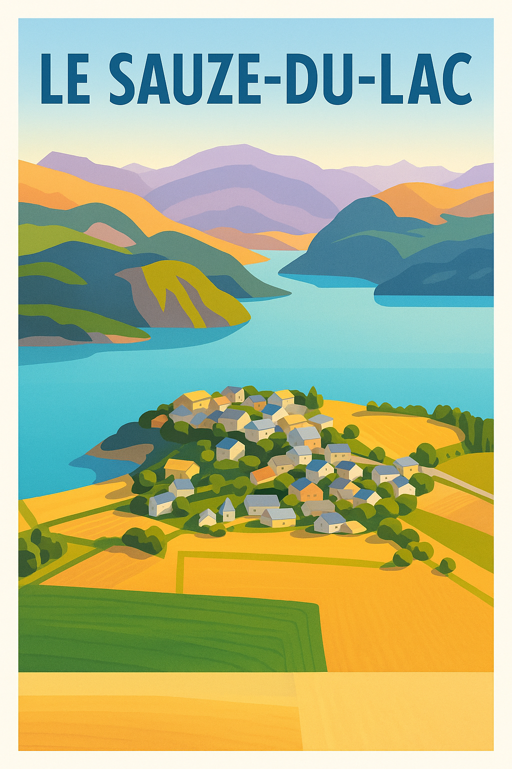 Affiche Le Sauze-du-Lac — Tranquillité au bord du lac · poster d'art de Le Sauze-du-Lac